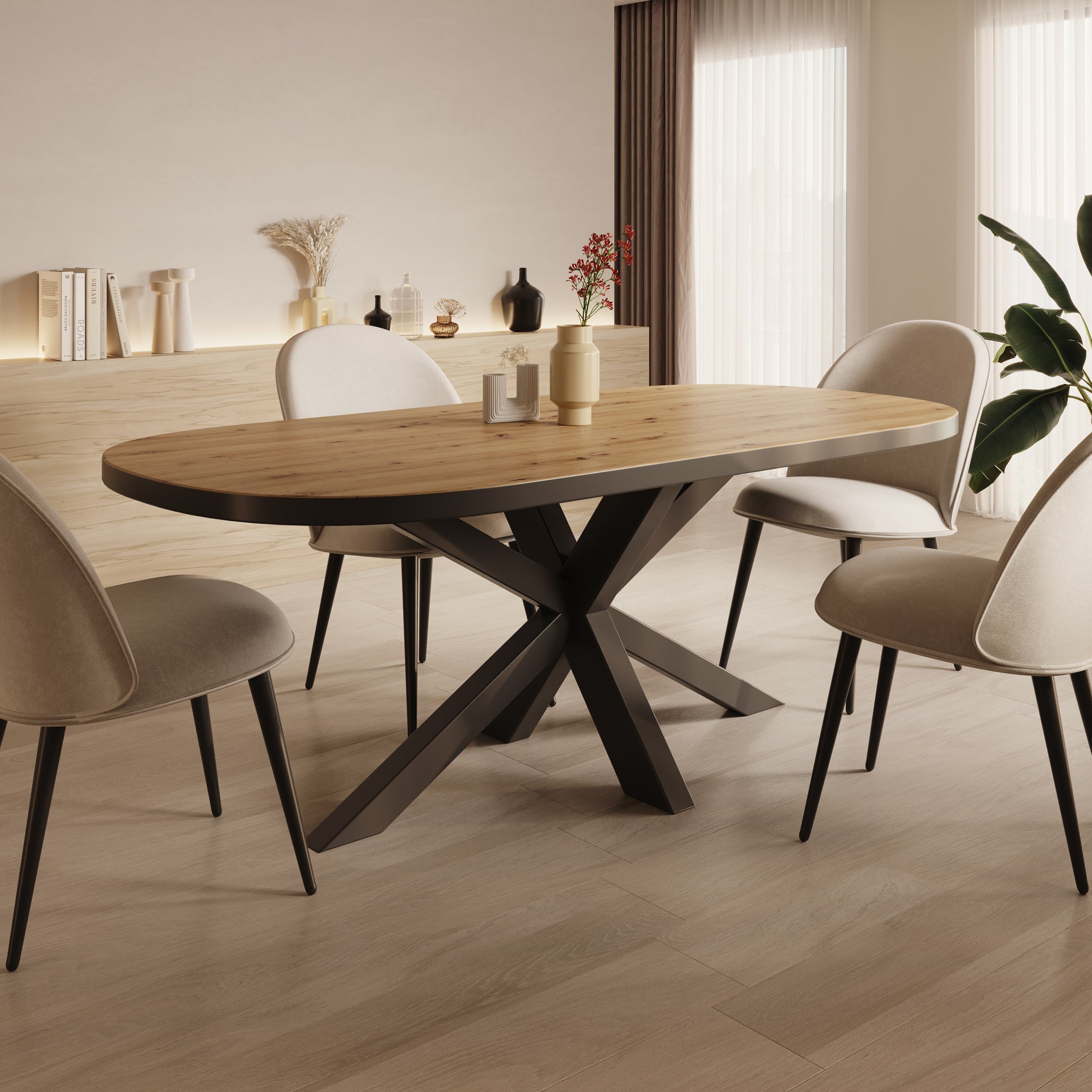 Ovelis - Eetkamertafel - Eikenpatroon - 209x100x77 cm