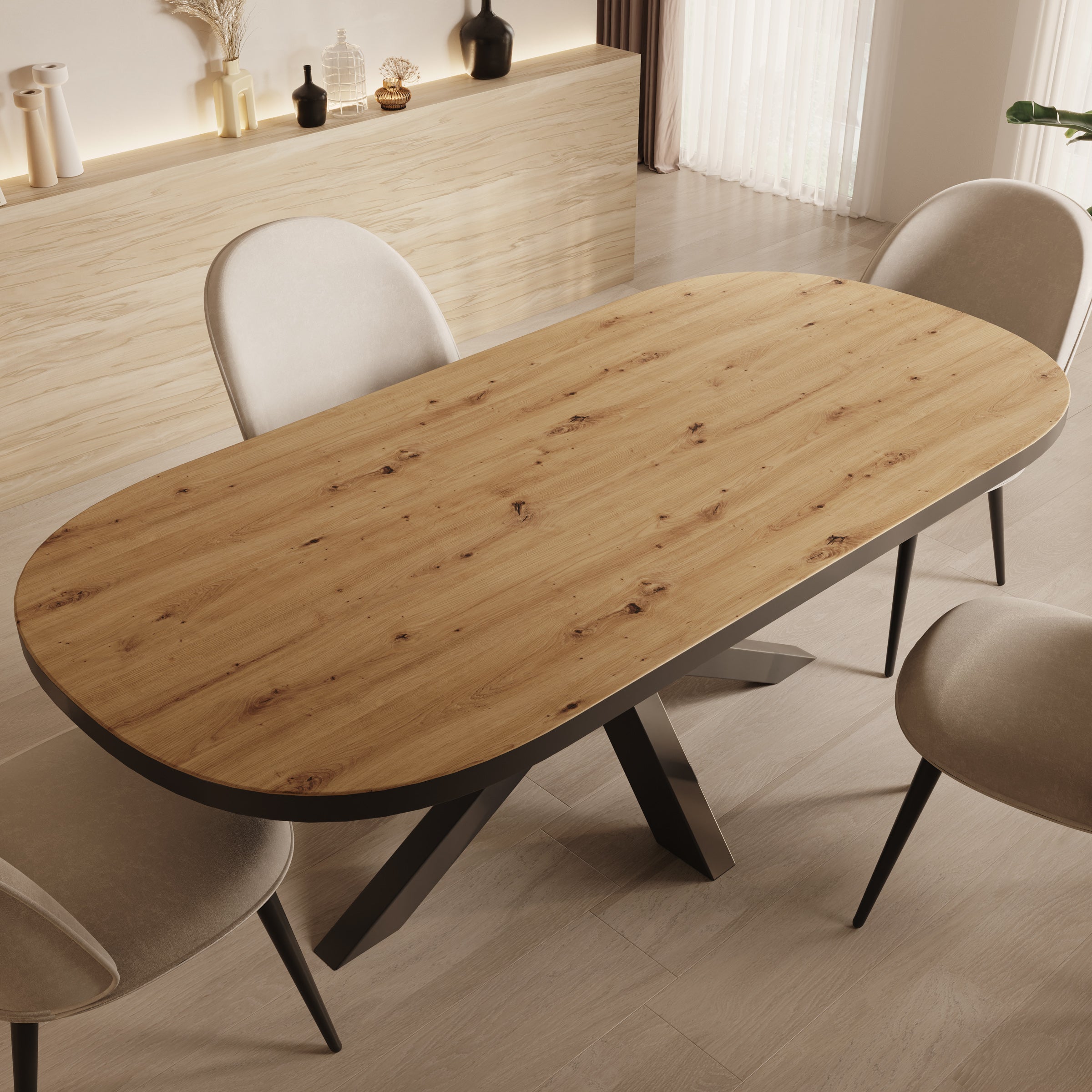 Ovelis - Eetkamertafel - Eikenpatroon - 209x100x77 cm