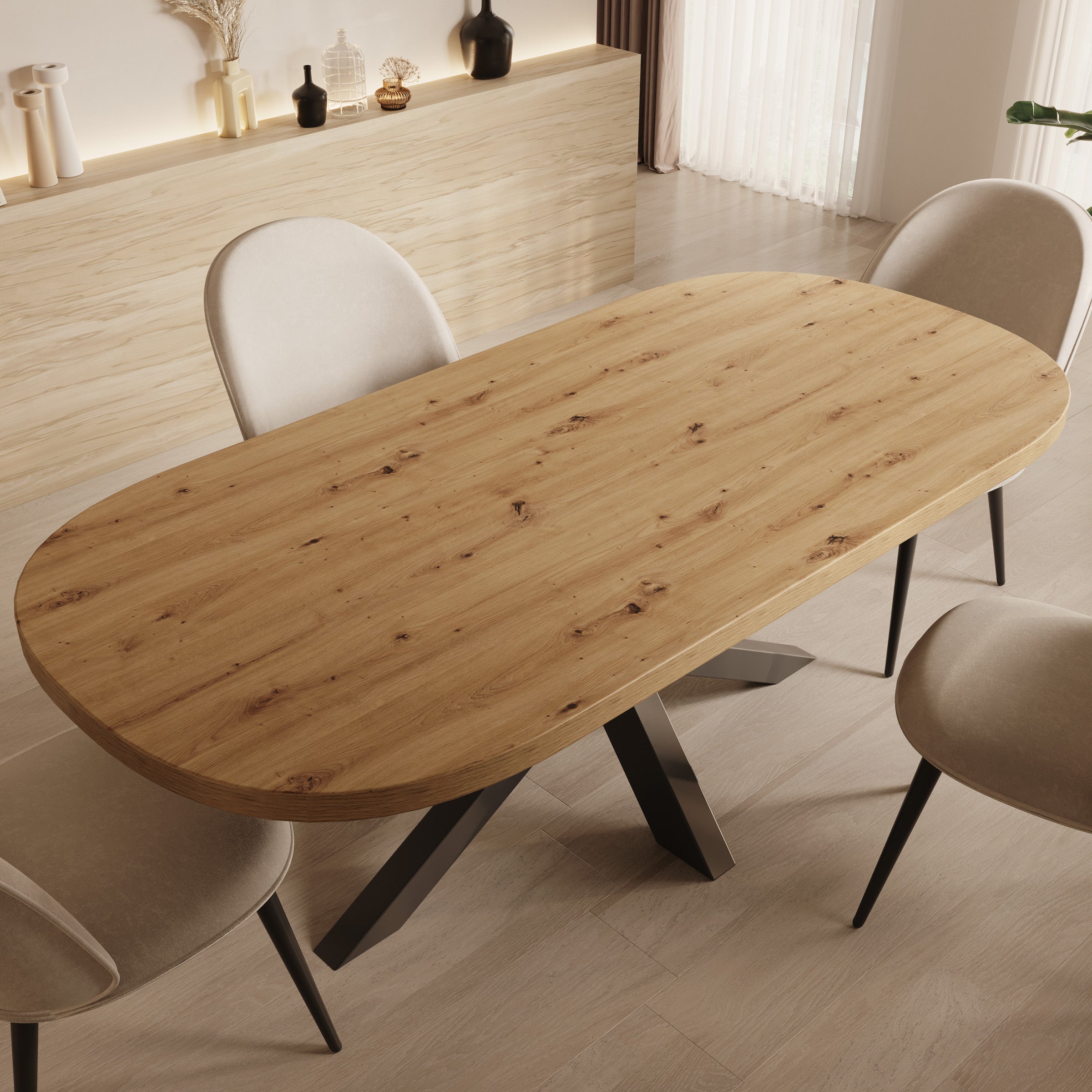 Ovelis - Eetkamertafel - Eikenpatroon - 209x100x77 cm