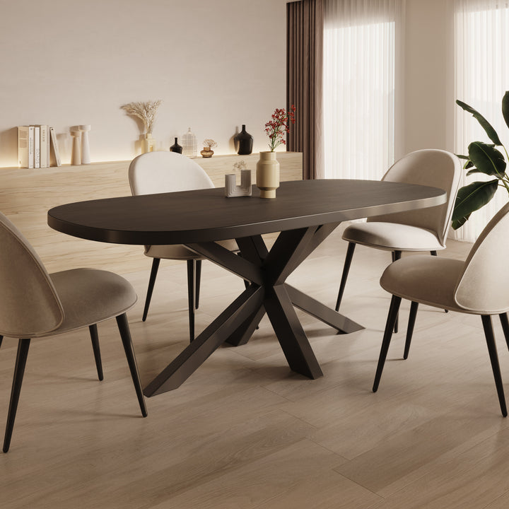 Ovelis - Eetkamertafel - Zwart eiken - 209x100x77 cm