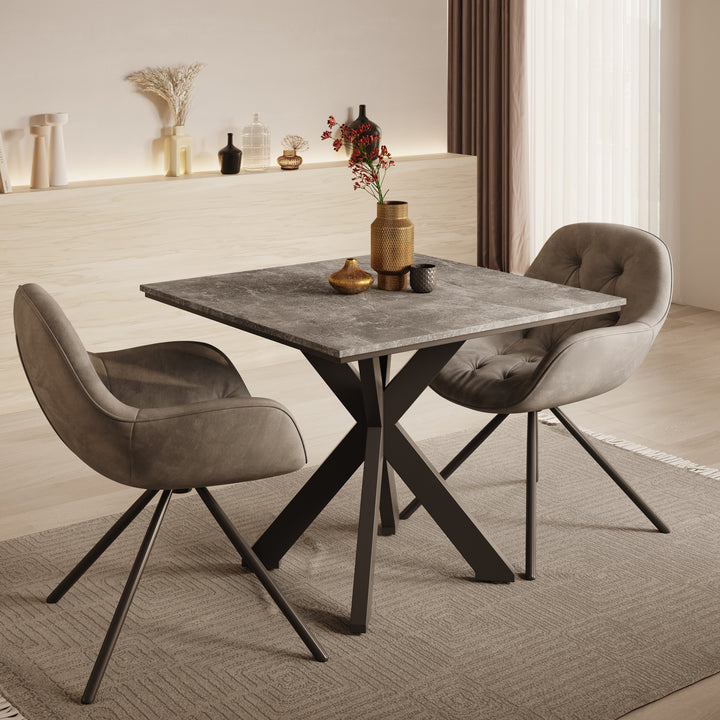 Pacey - Eetkamertafel - Betonlook - 90x90x74 cm