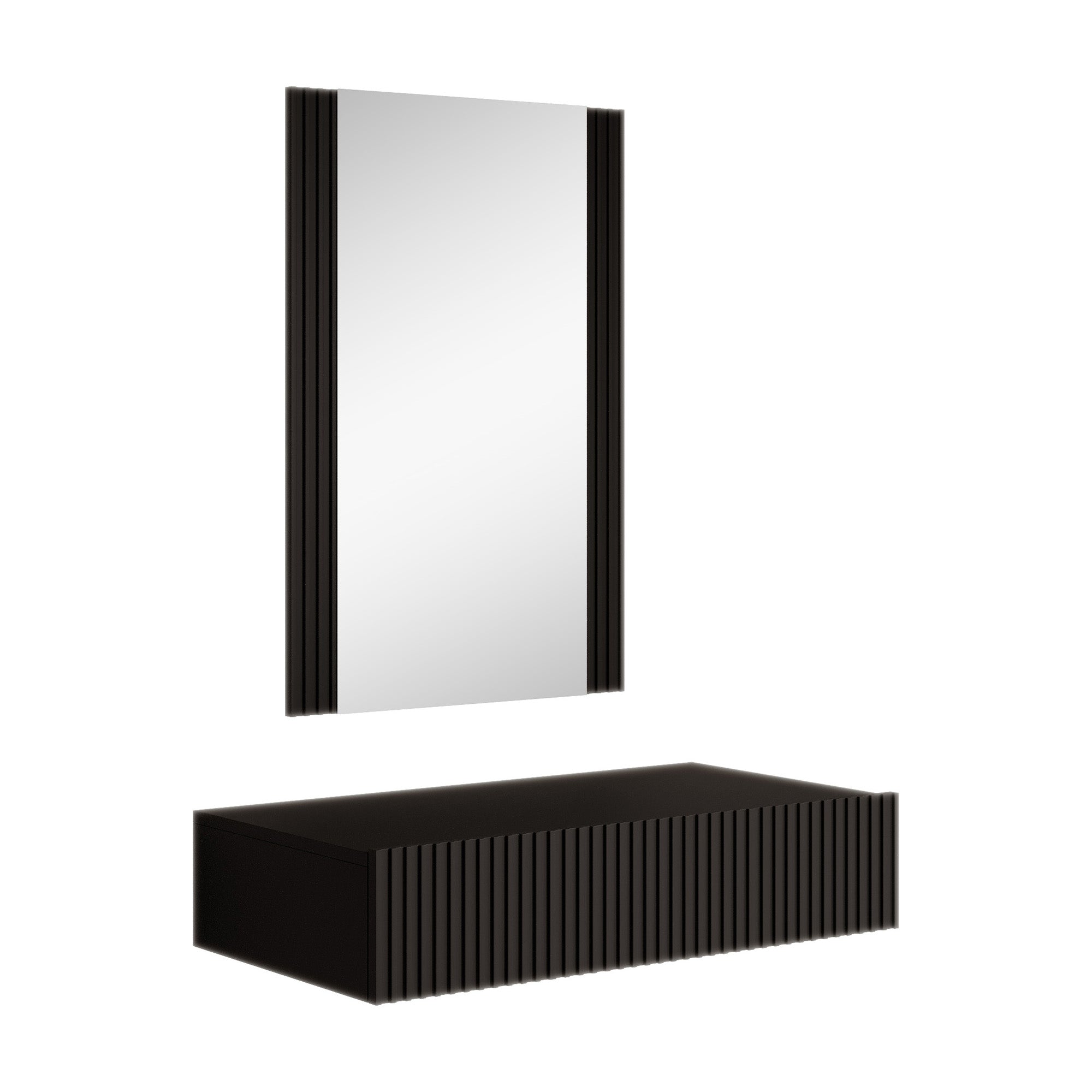 Palamos  - Kaptafel - Mat zwart - 80x42 cm - Met spiegel