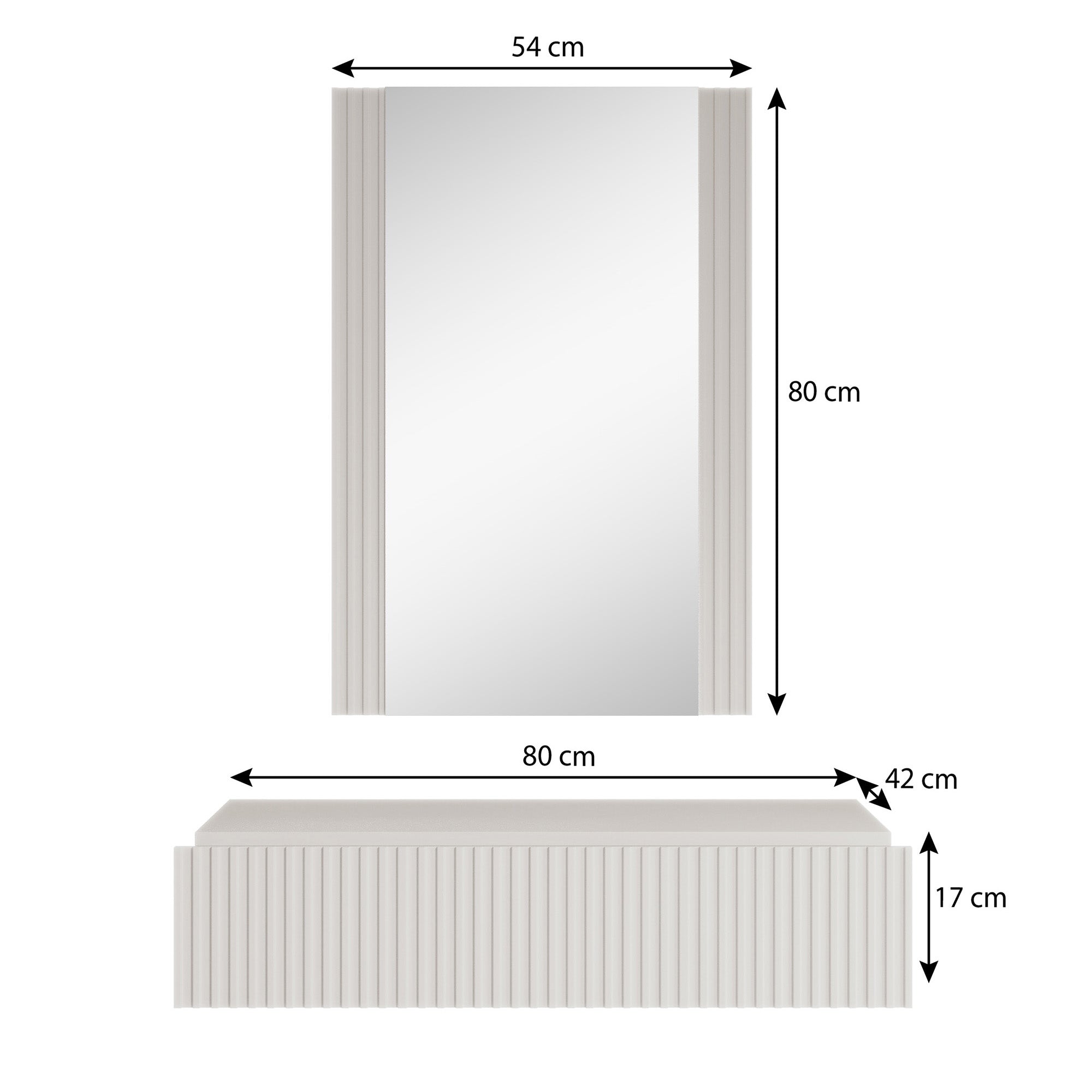 Palamos  - Kaptafel - Mat zwart - 80x42 cm - Met spiegel