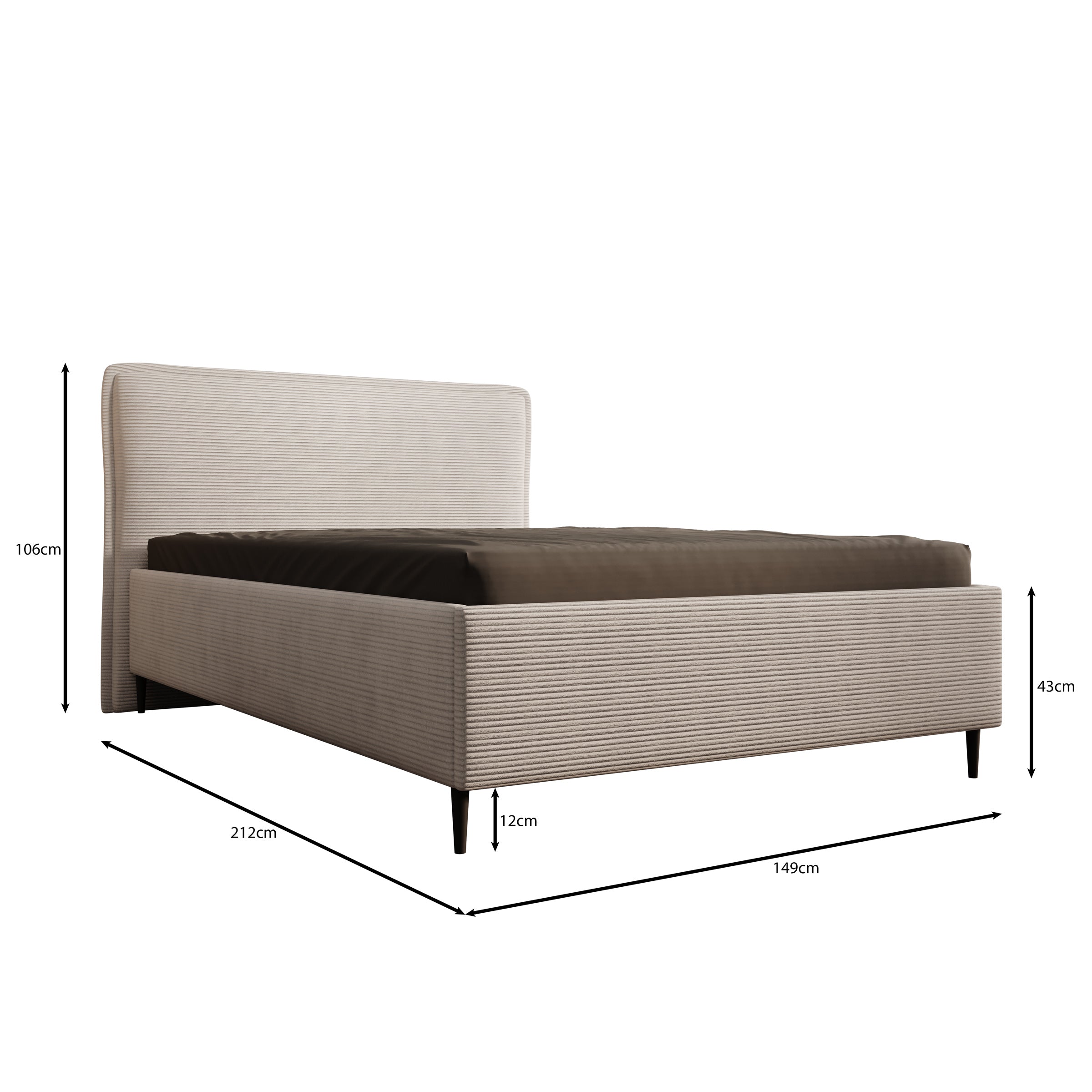 Palawan - Tweepersoonsbed - Ribstof beige - 140x200 cm