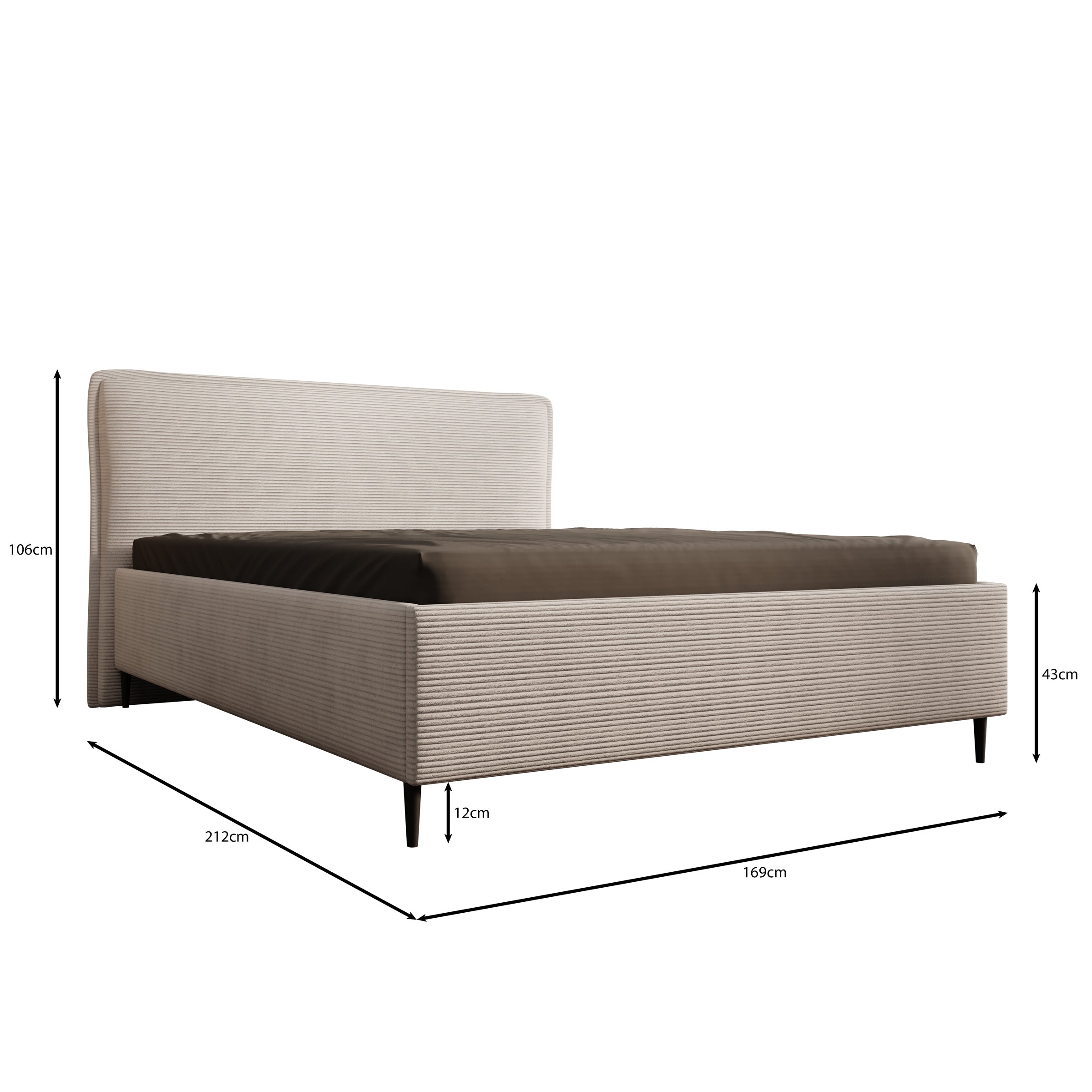 Palawan - Tweepersoonsbed - Ribstof beige - 160x200 cm