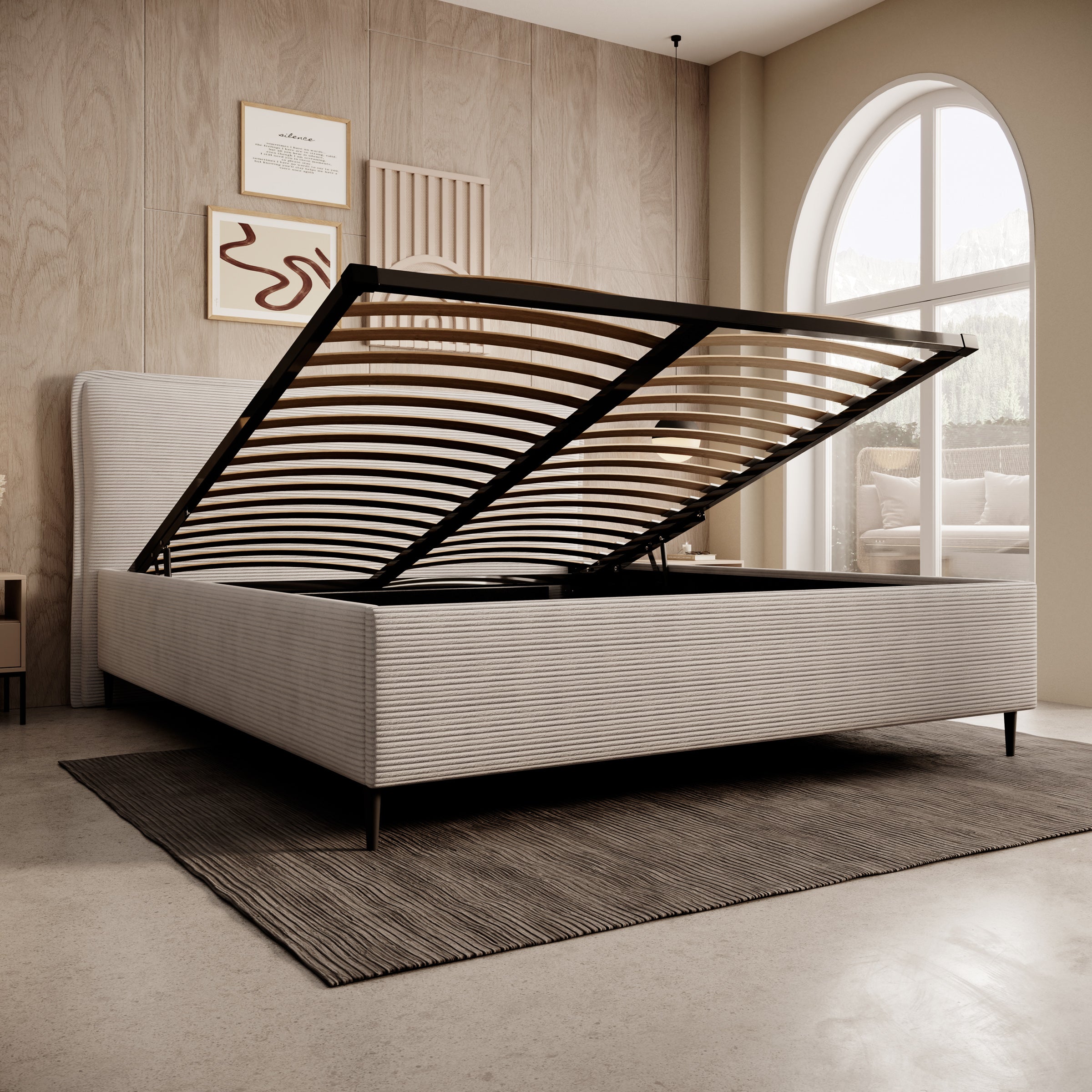 Palawan - Tweepersoonsbed - Ribstof beige - 180x200 cm