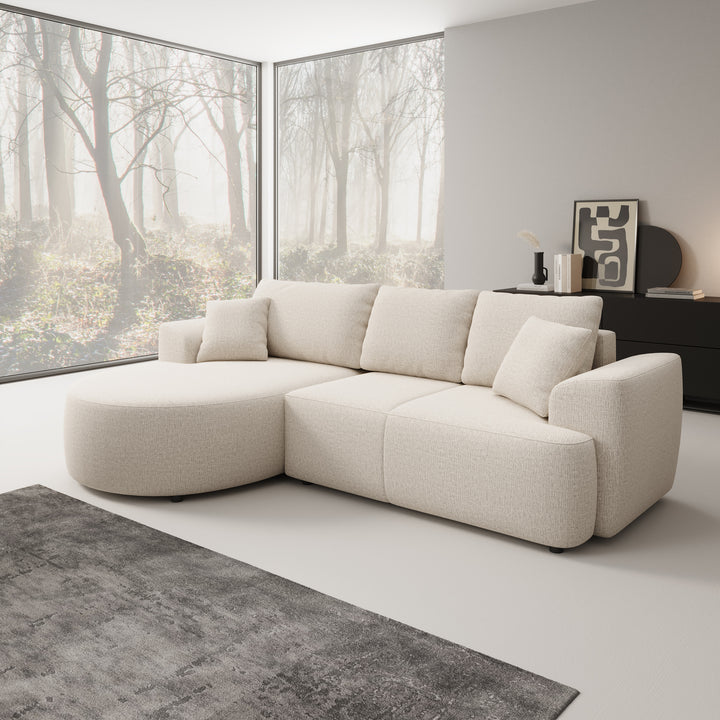 Palladio - Hoekbank 3-zits met chaise longue - Stof beige - Links