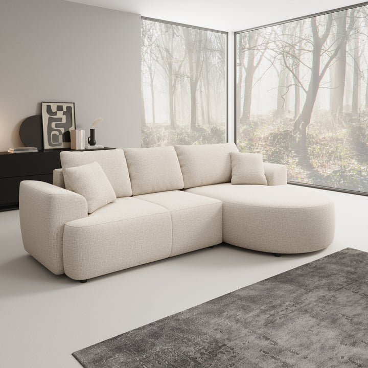 Palladio - Hoekbank 3-zits met chaise longue - Stof beige - Rechts