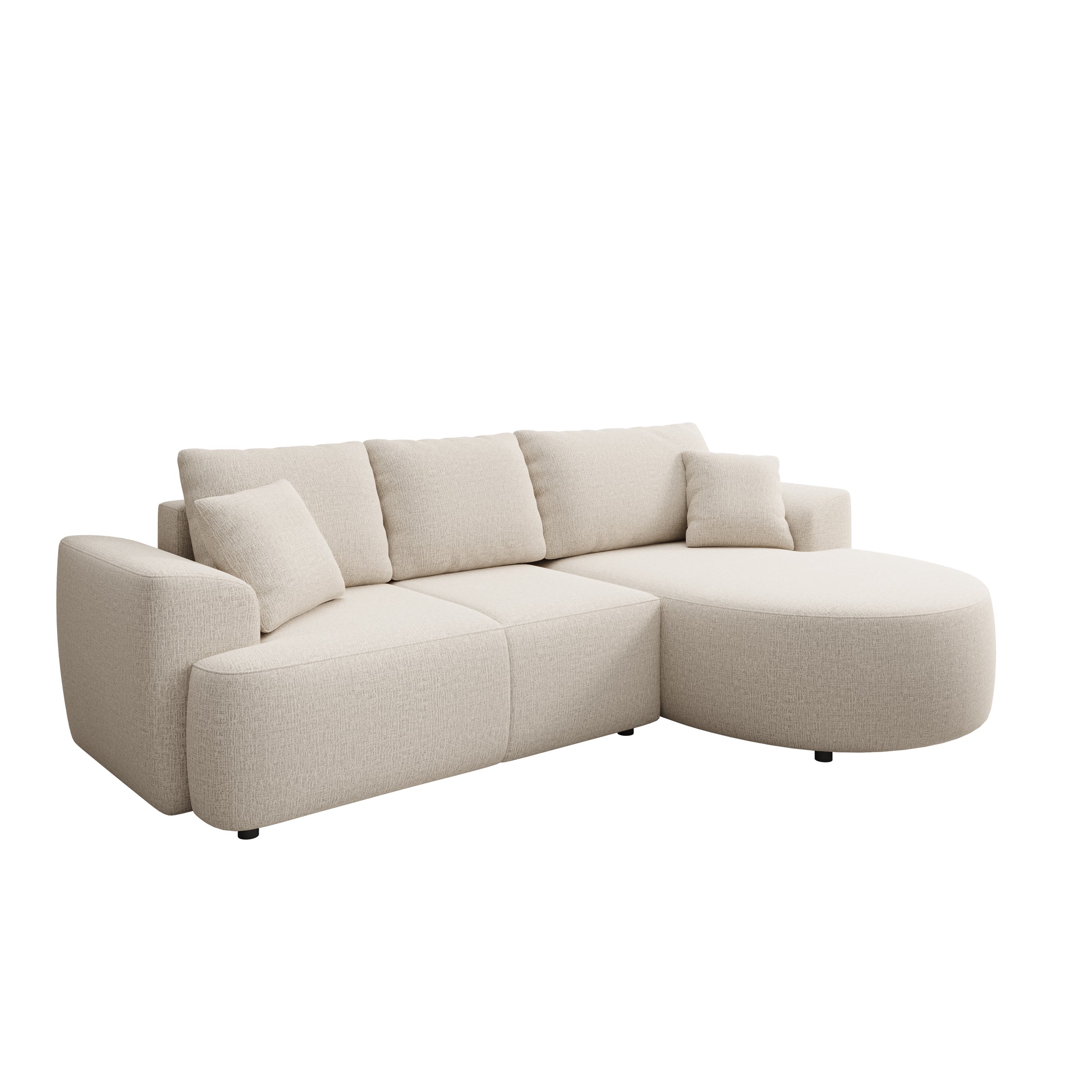 Palladio - Hoekbank 3-zits met chaise longue - Stof beige - Rechts