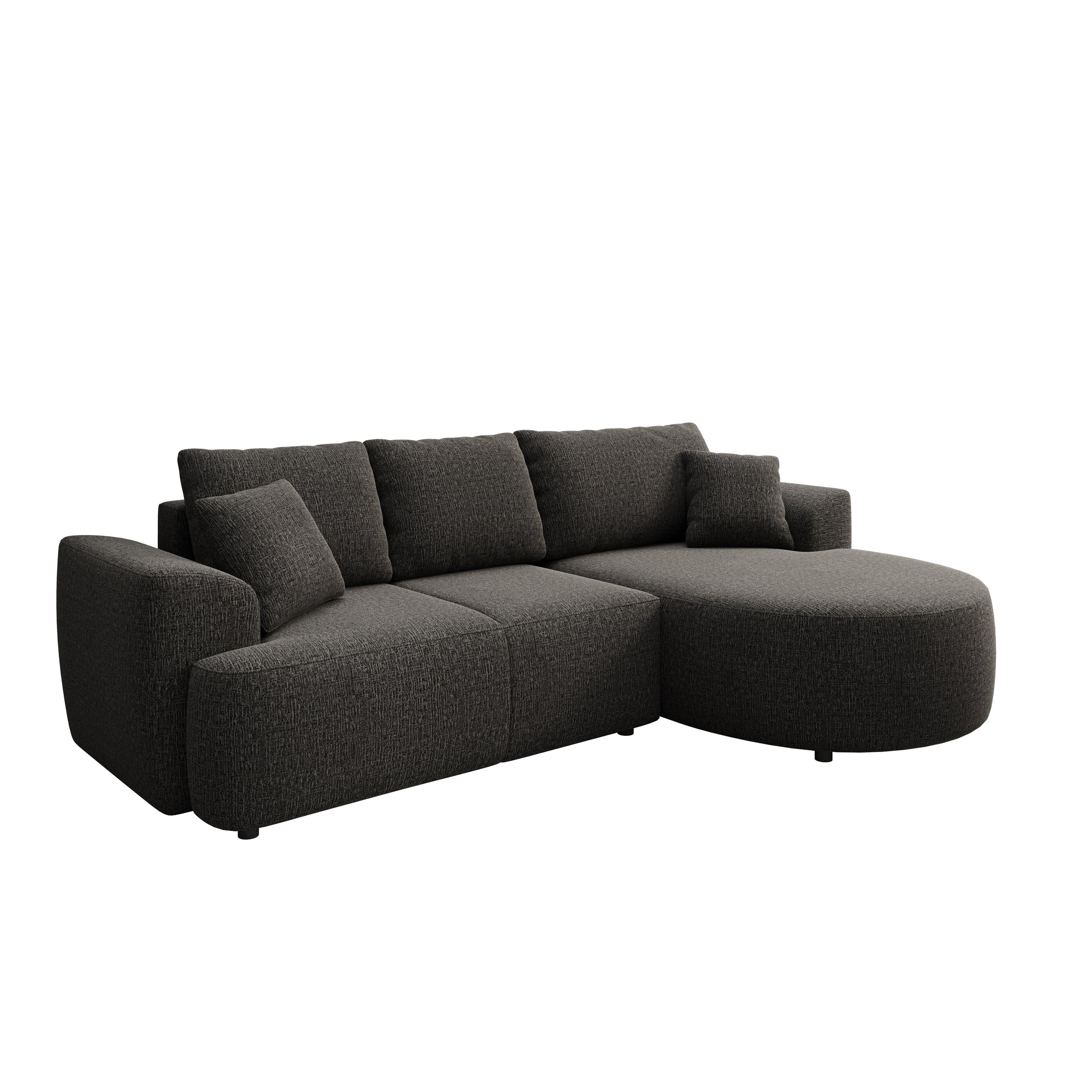 Palladio - Hoekbank 3-zits met chaise longue - Stof zwart - Rechts