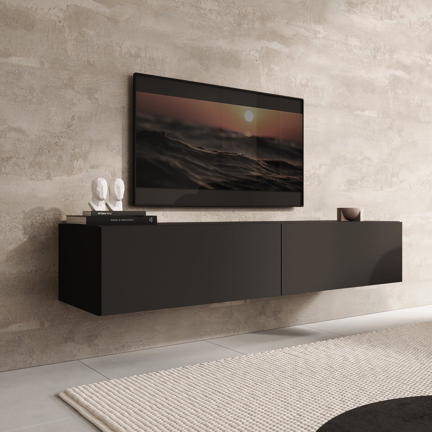 Palm - TV-Meubel - Mat zwart - 160x40x30 cm