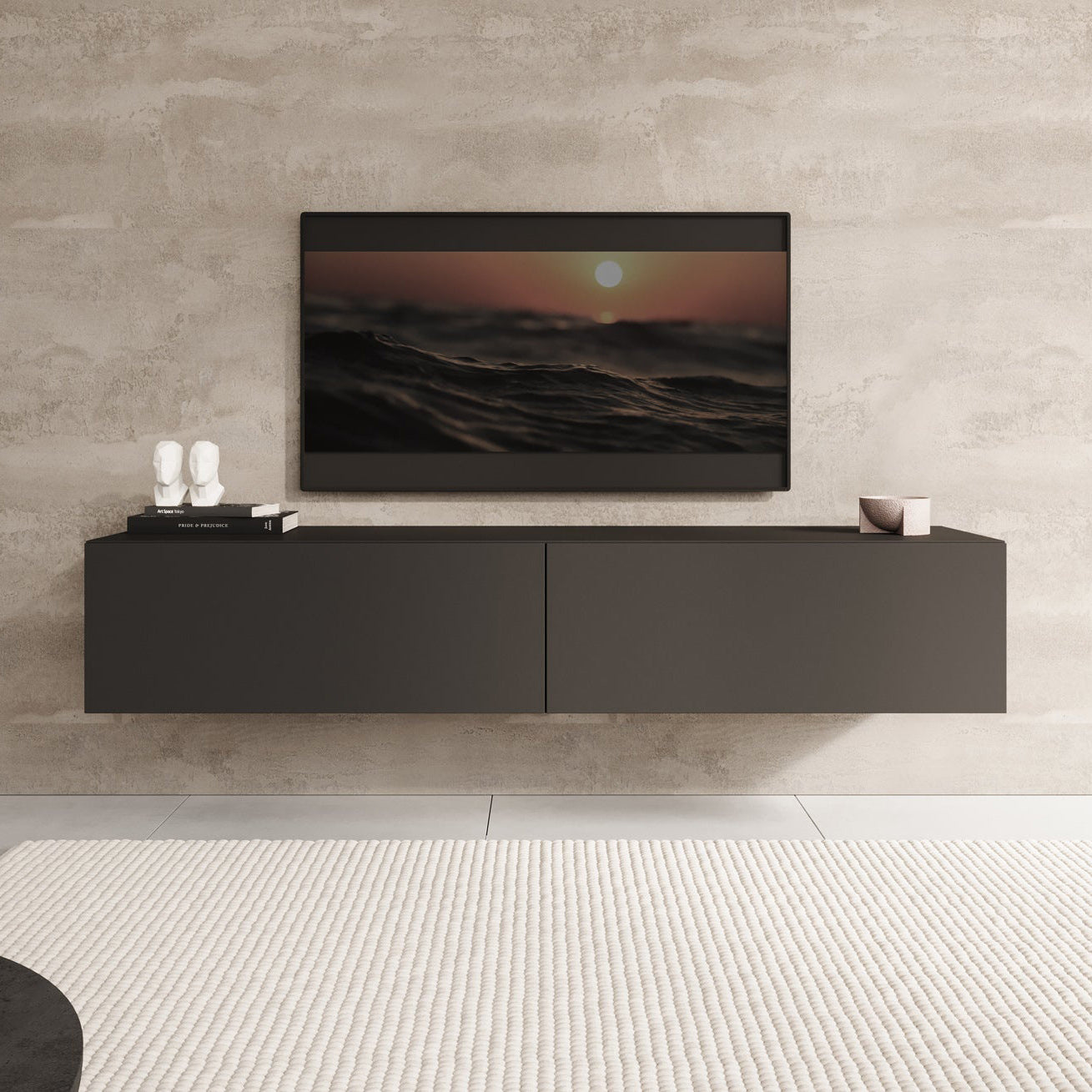 Palm - TV-Meubel - Mat zwart - 160x40x30 cm