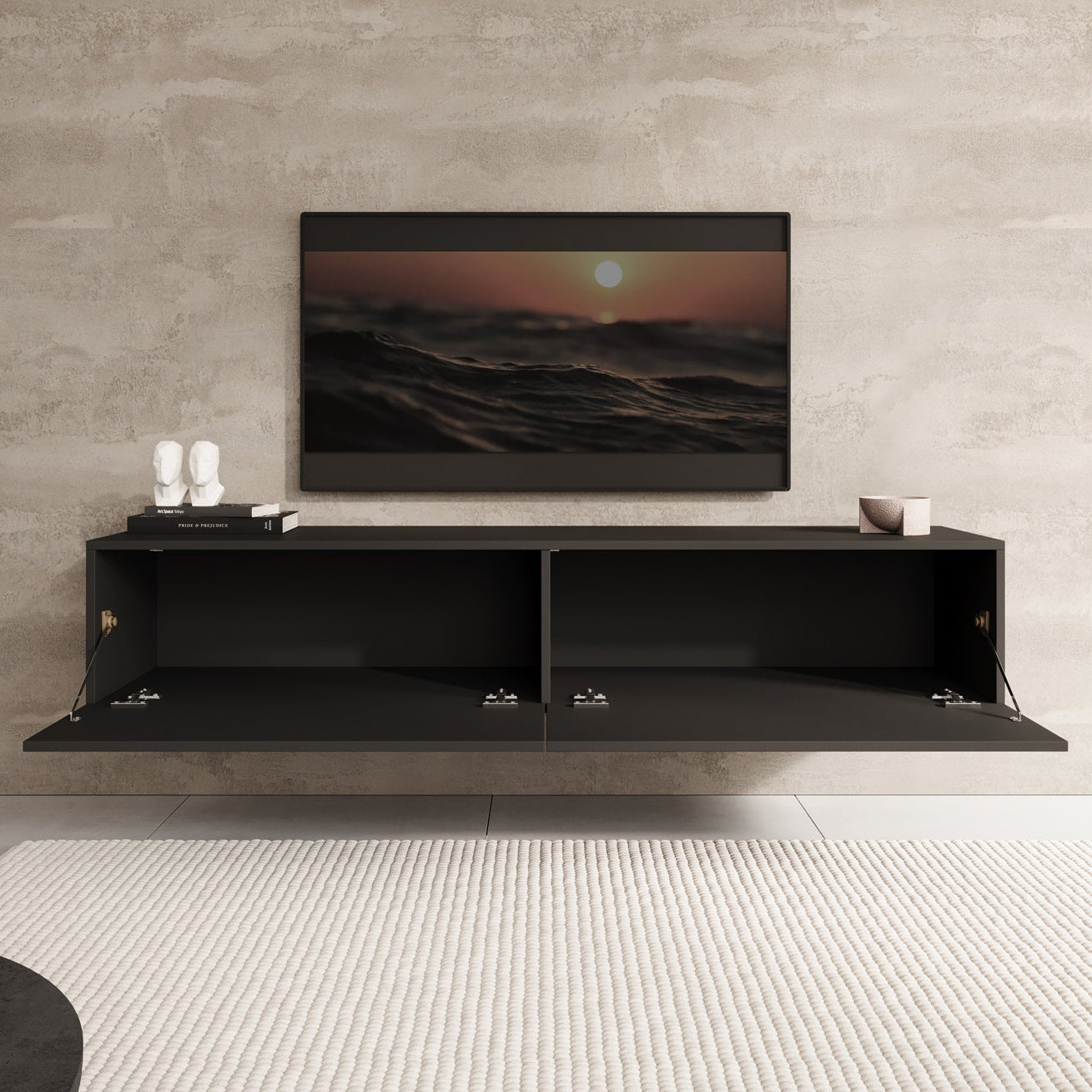 Palm - TV-Meubel - Mat zwart - 160x40x30 cm