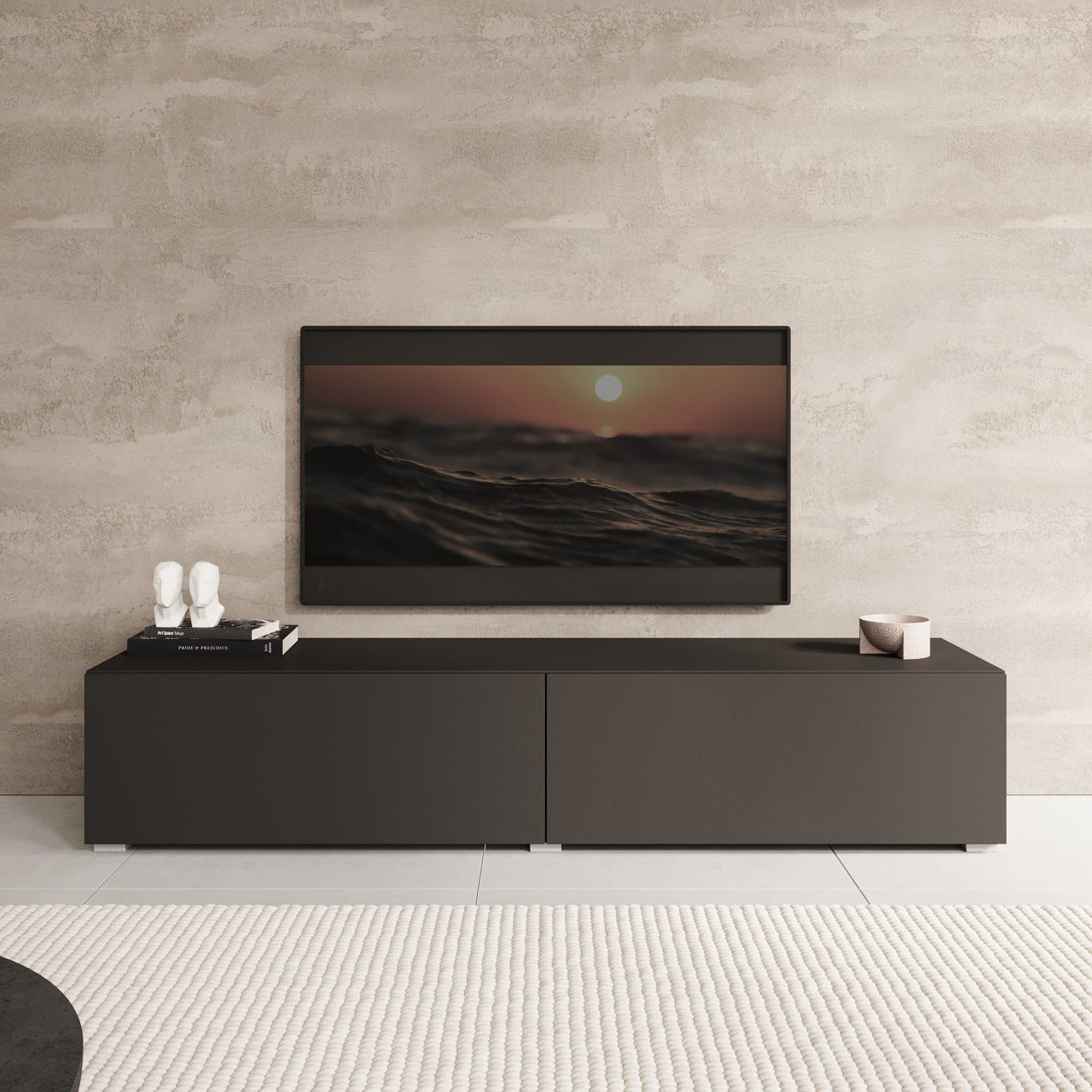 Palm - TV-Meubel - Mat zwart - 160x40x30 cm