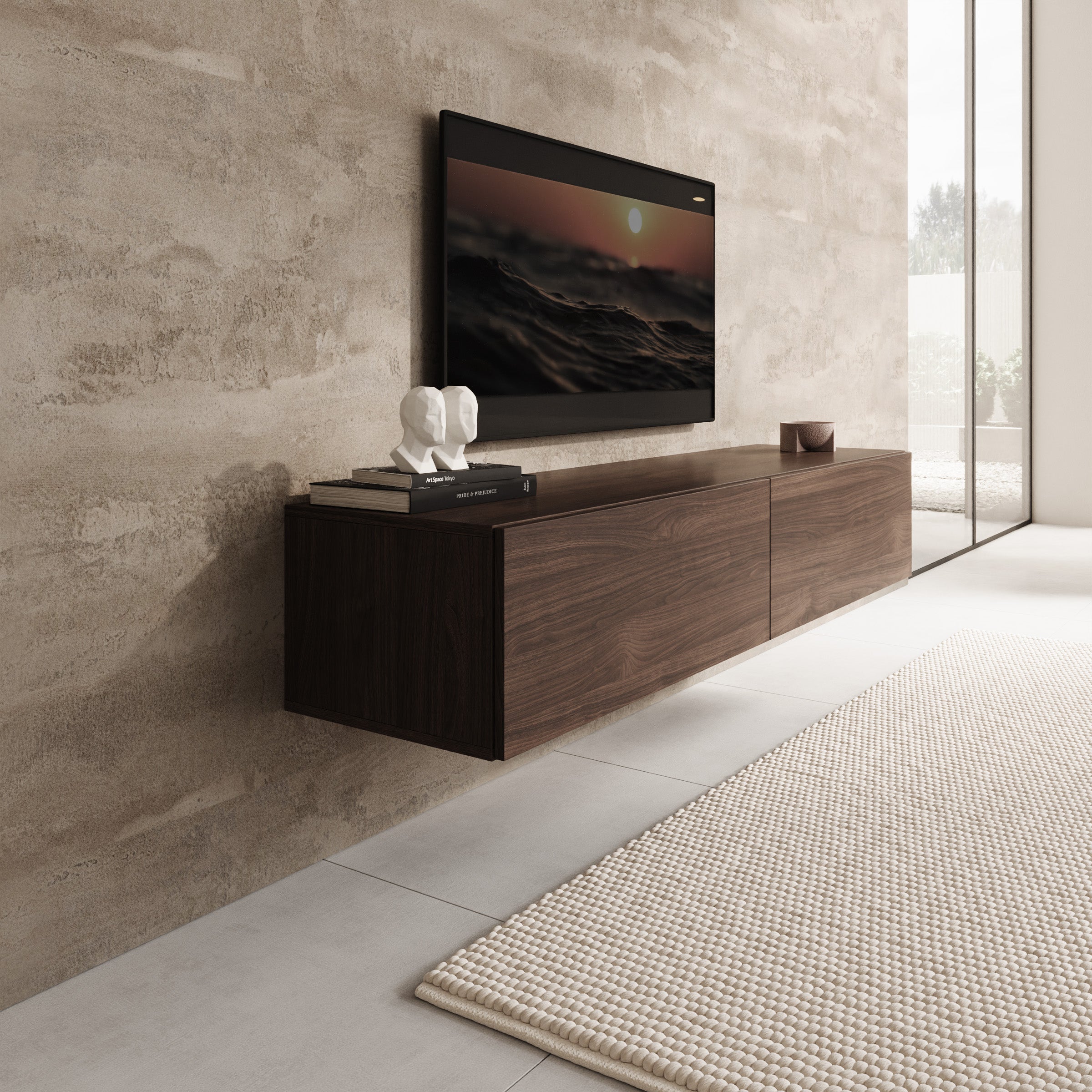 Palm - TV-Meubel - Walnootpatroon - 160x40x30 cm