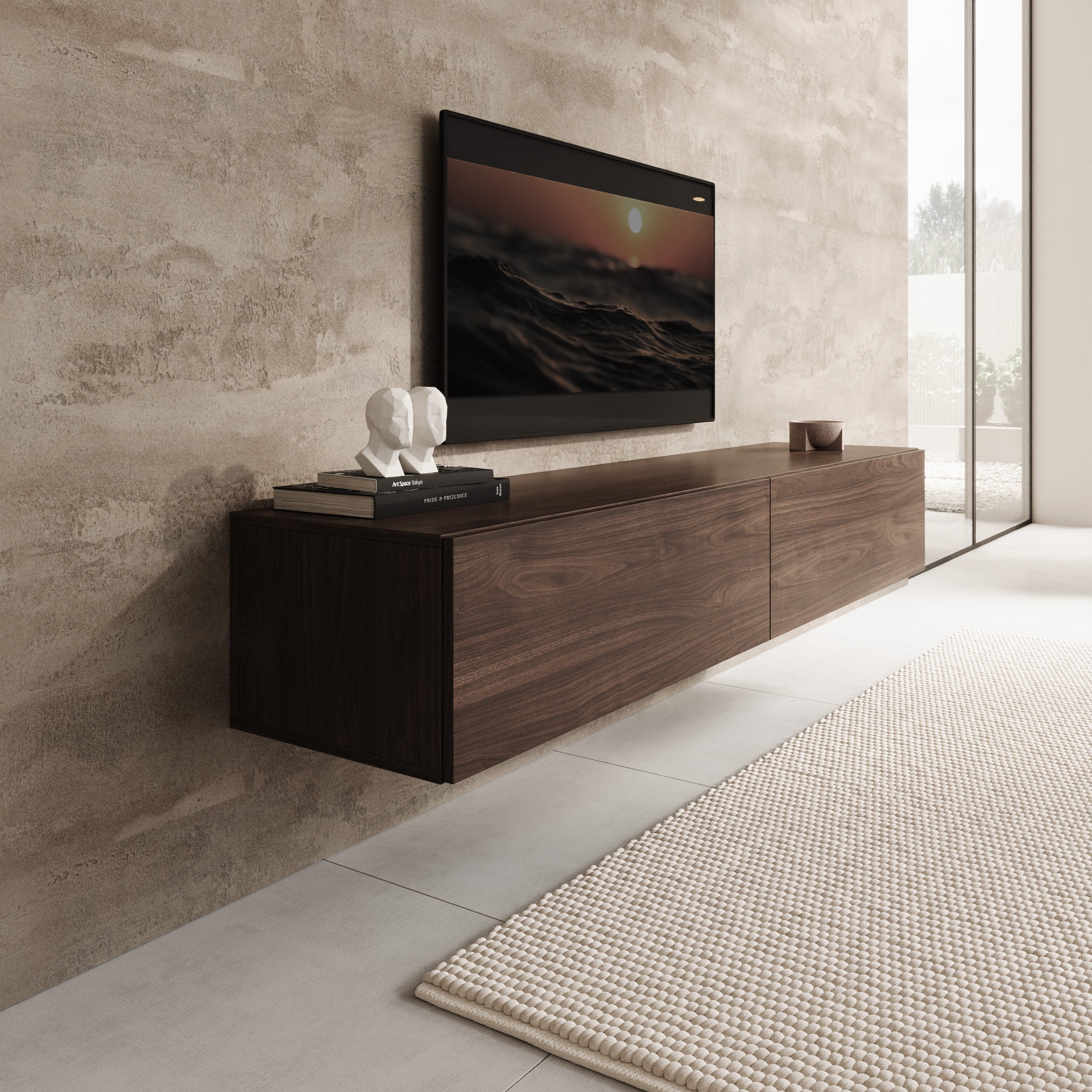 Palm - TV-Meubel - Walnootpatroon - 180x40x30 cm