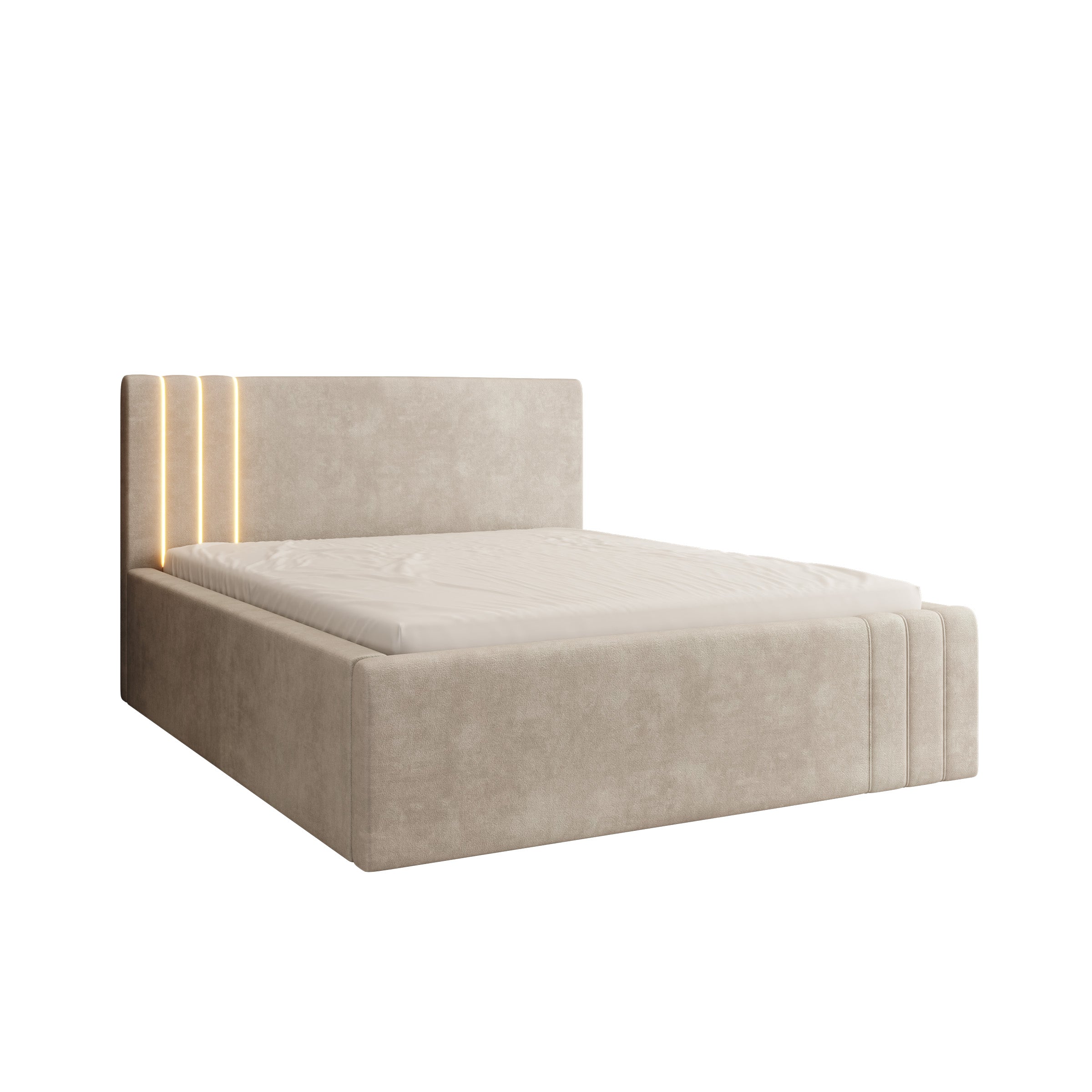 Paradera - Tweepersoonsbed met LED - Stof beige - 160x200 cm