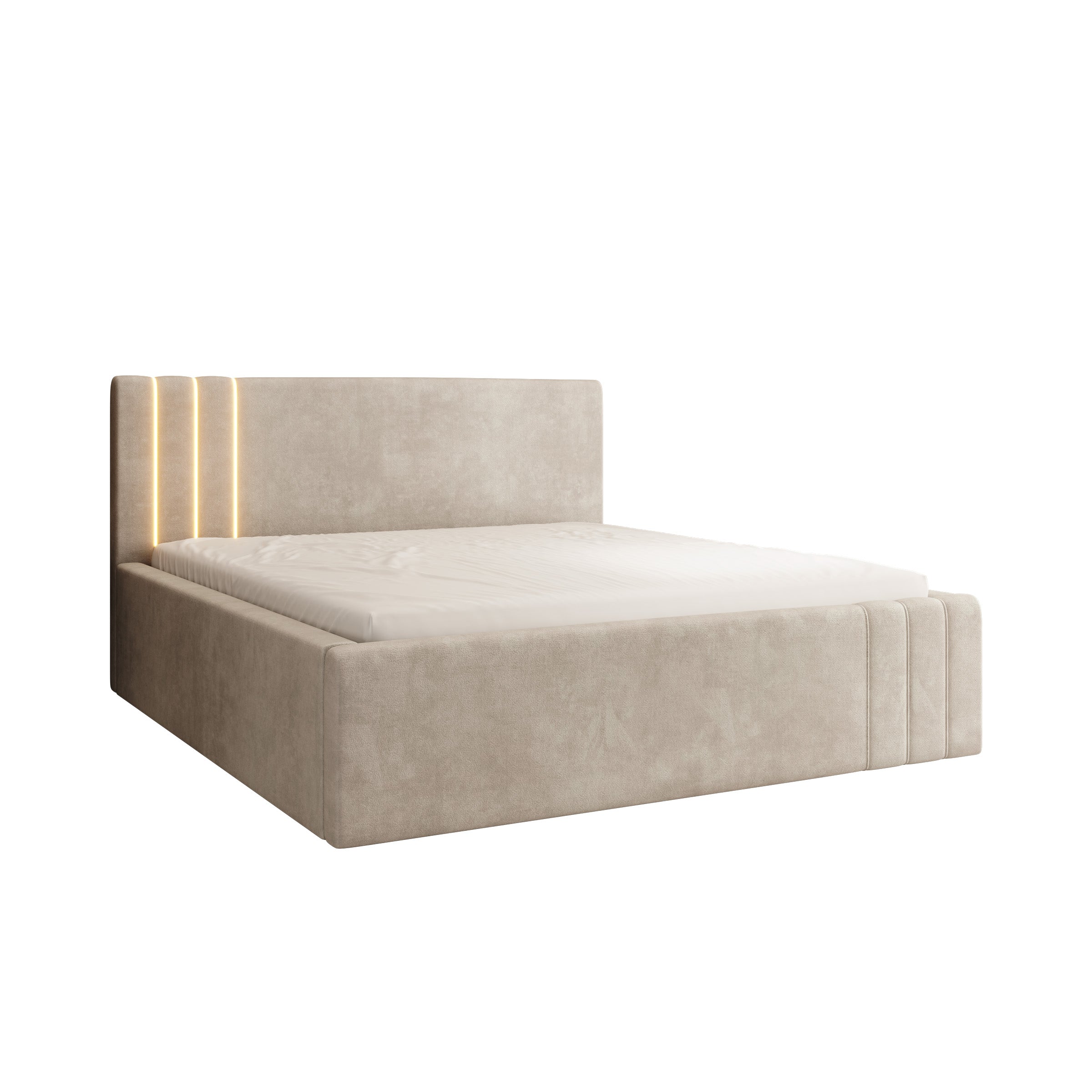 Paradera - Tweepersoonsbed met LED - Stof beige - 180x200 cm