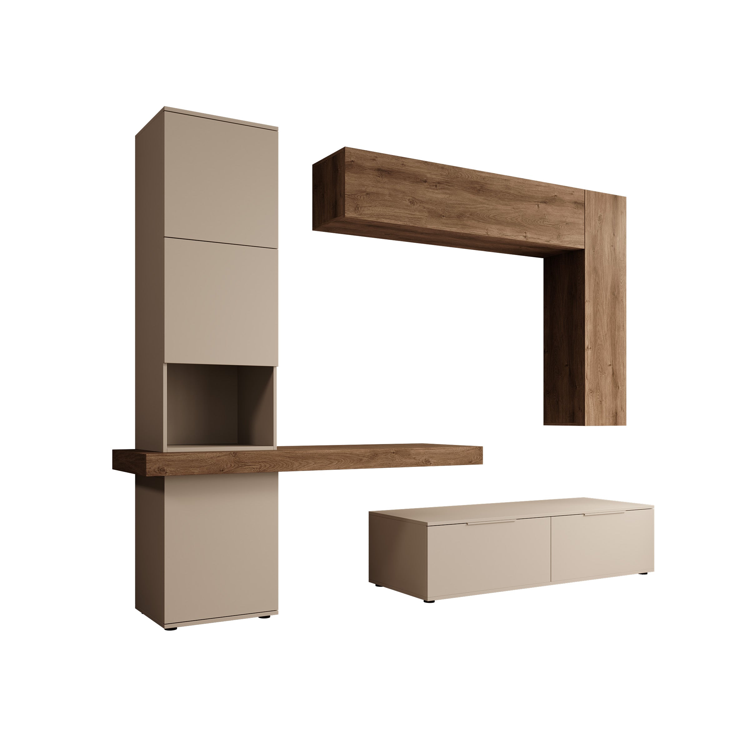 Pariba - Wandmeubel - Beige/Eikenpatroon - 280x50x207 cm
