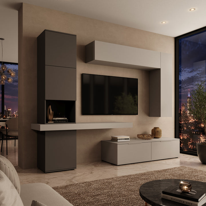 Pariba - Wandmeubel - Grijs - 280x50x207 cm