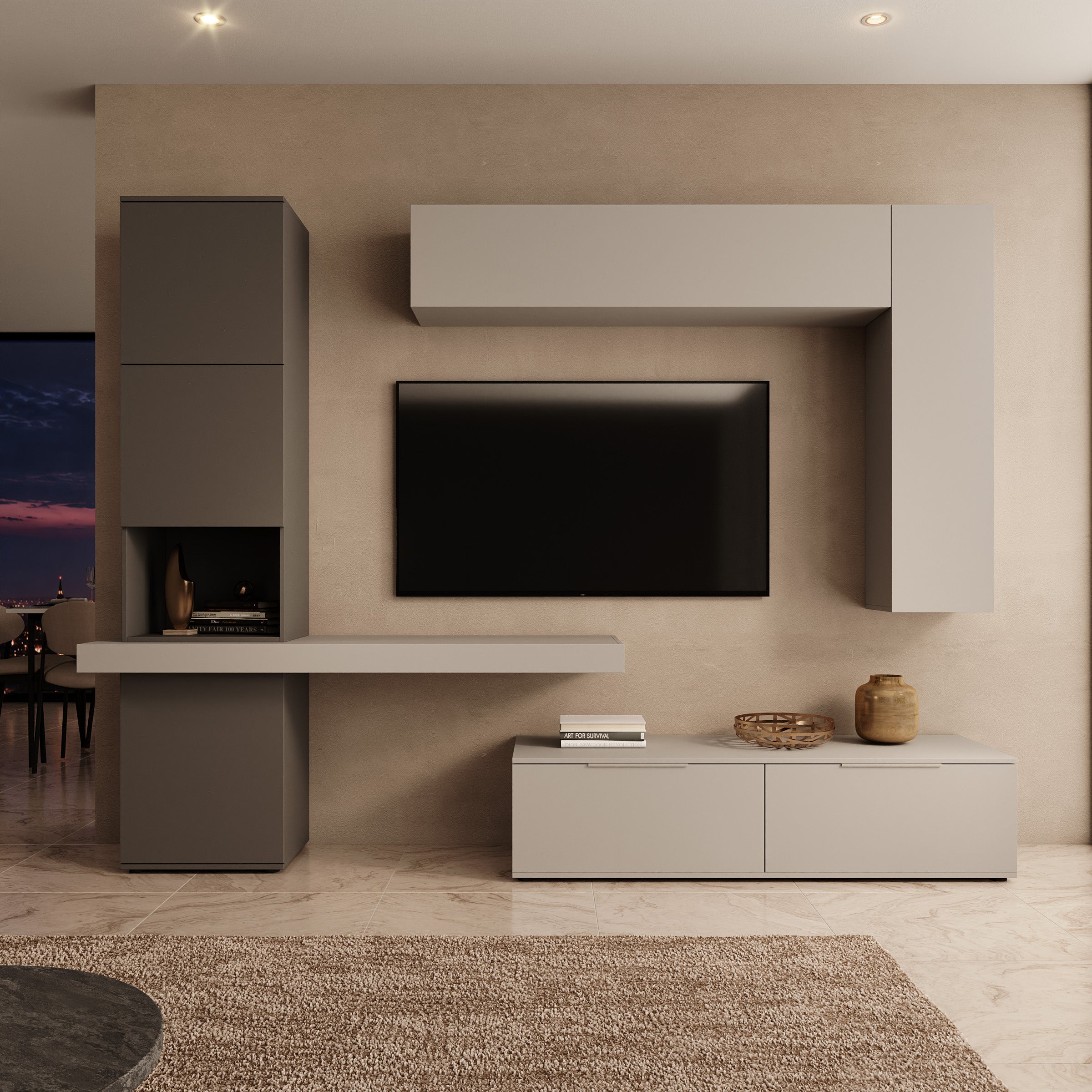 Pariba - Wandmeubel - Grijs - 280x50x207 cm