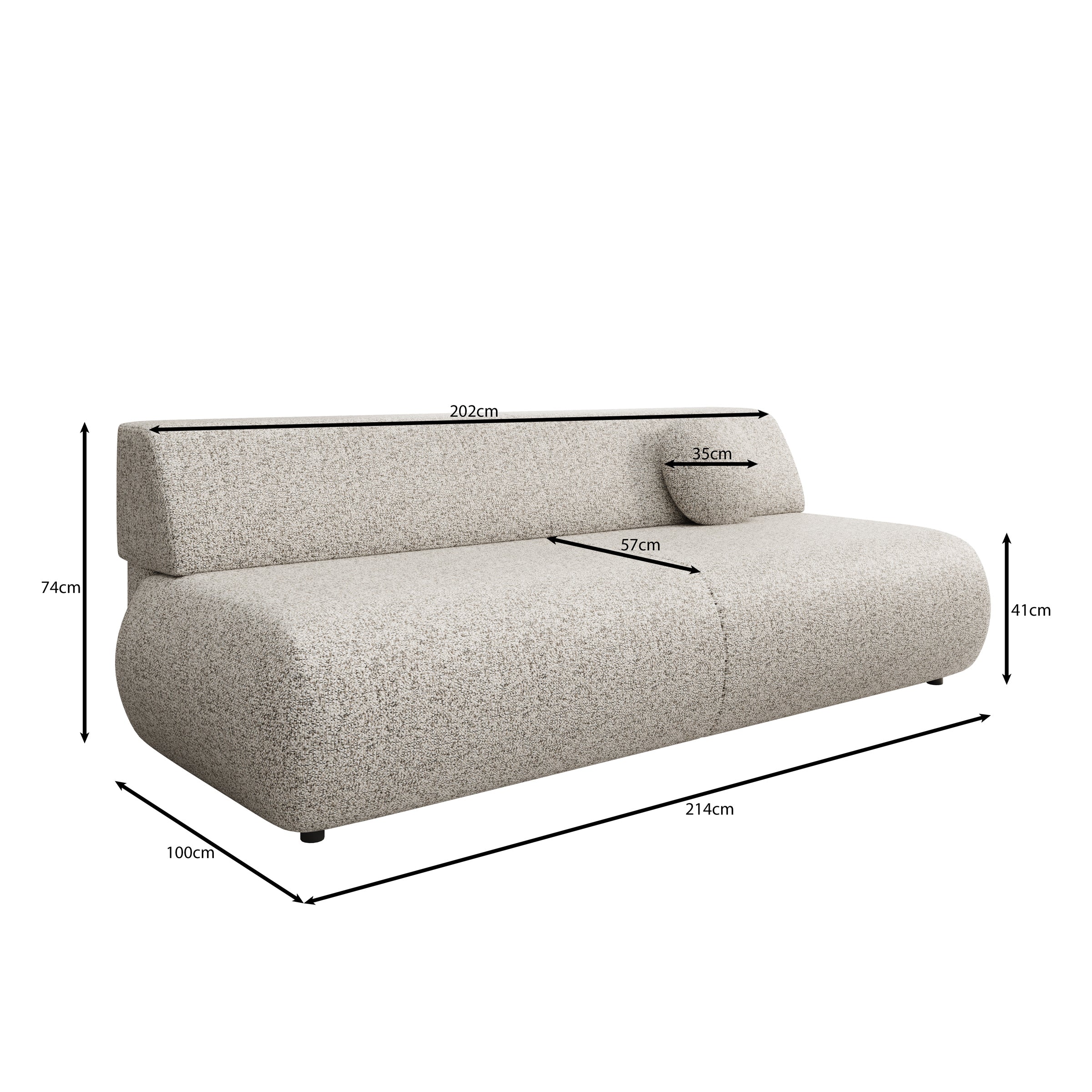 Pavolino - Slaapbank - Stof grijs - 214x100x74 cm