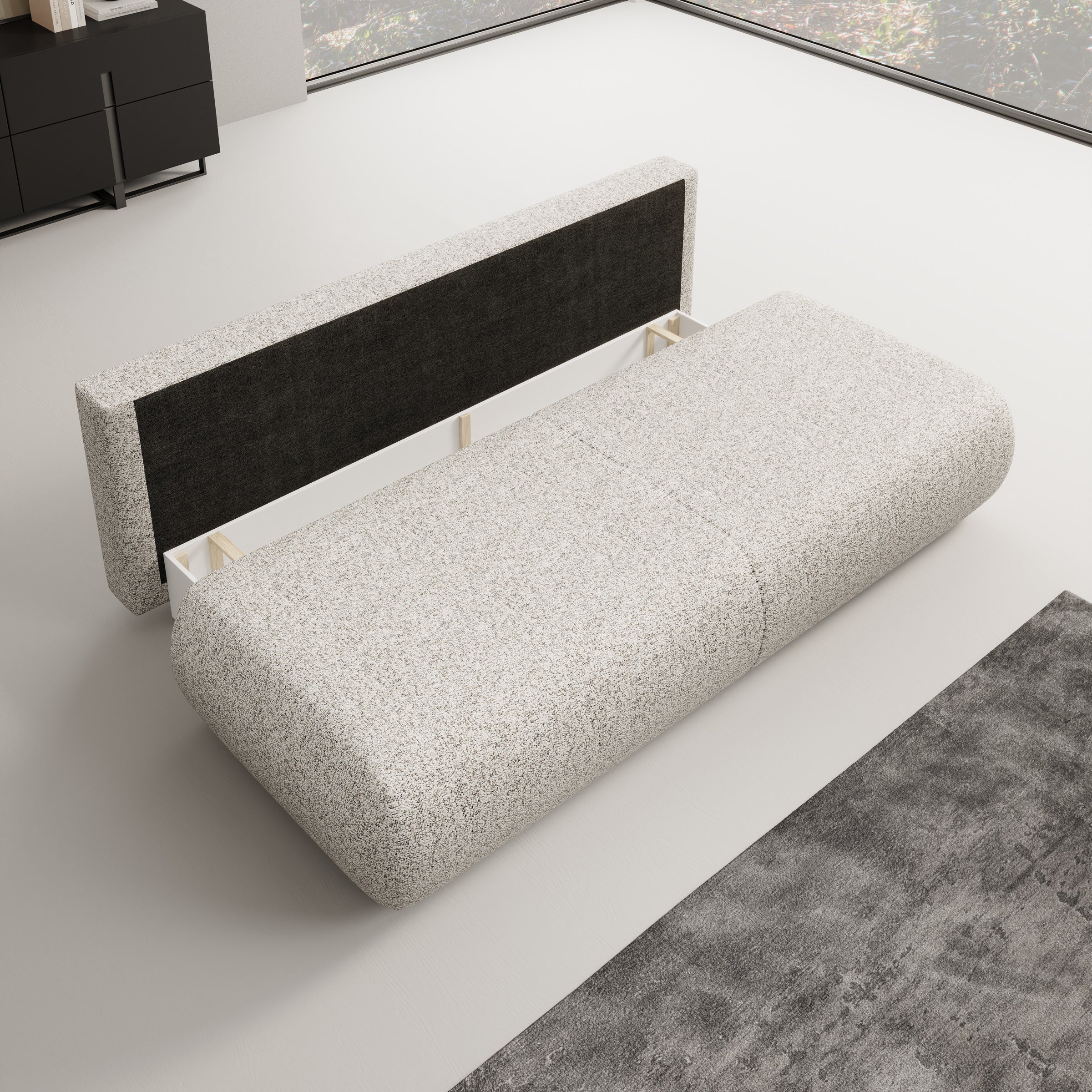 Pavolino - Slaapbank - Stof grijs - 214x100x74 cm