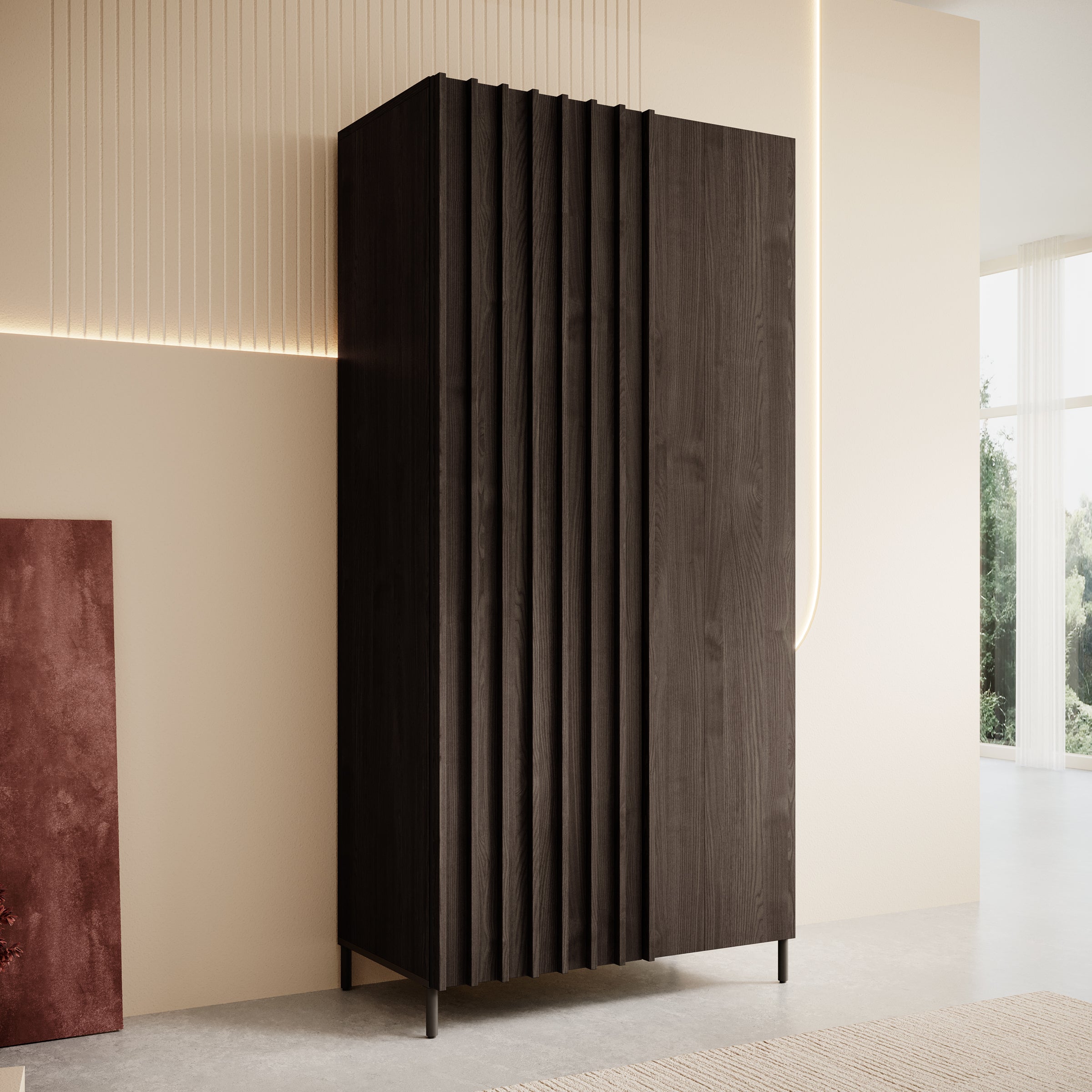 Paz - Kledingkast 2-deurs - Donker bruin  - 92x54x196 cm