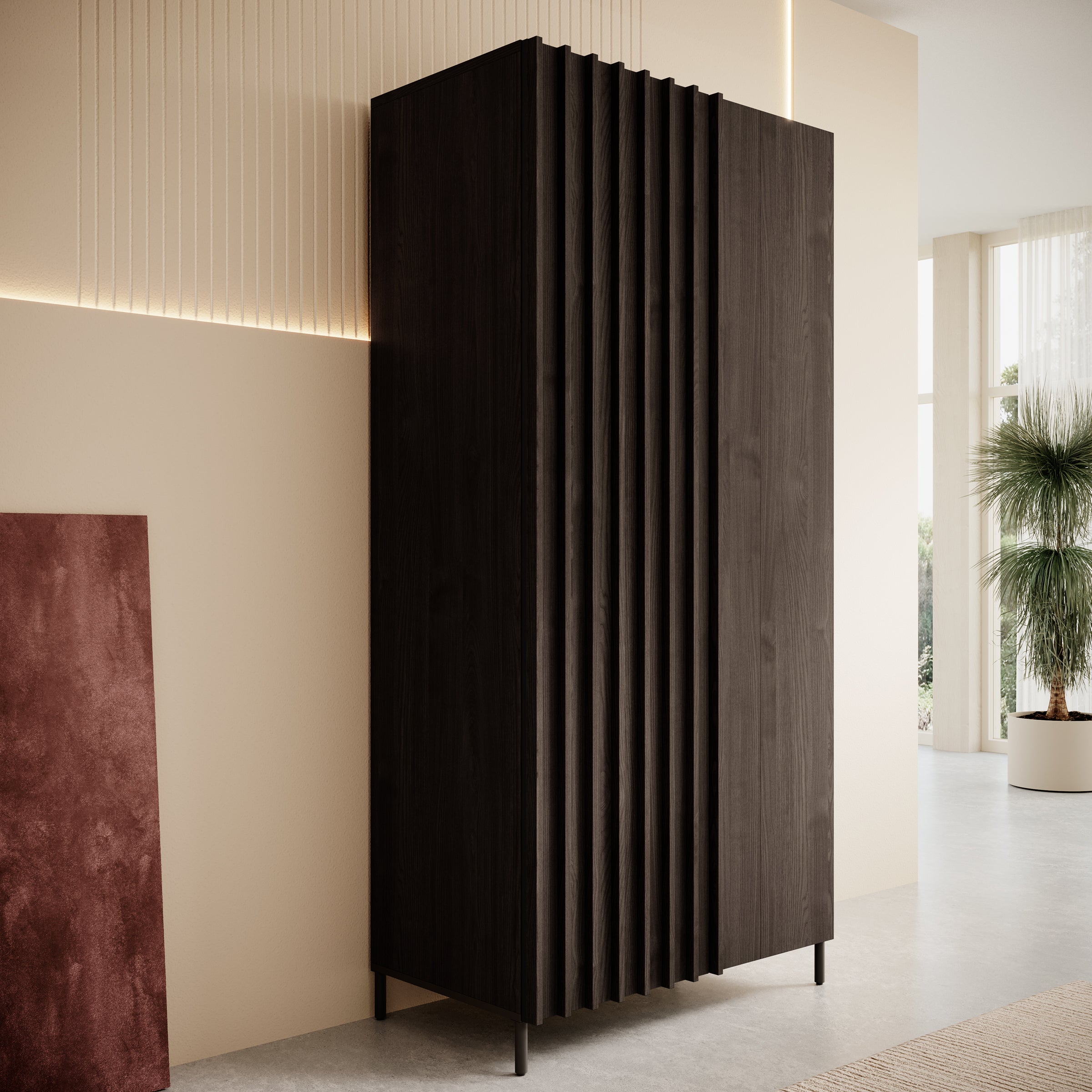 Paz - Kledingkast 2-deurs - Donker bruin  - 92x54x196 cm