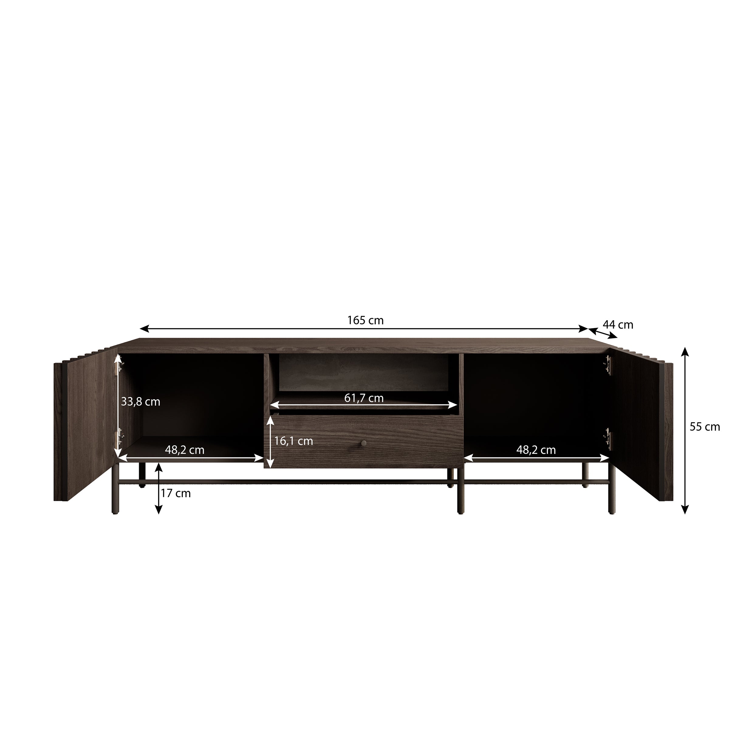 Paz - TV-Meubel met 2 deuren - Donker eiken - 165 cm