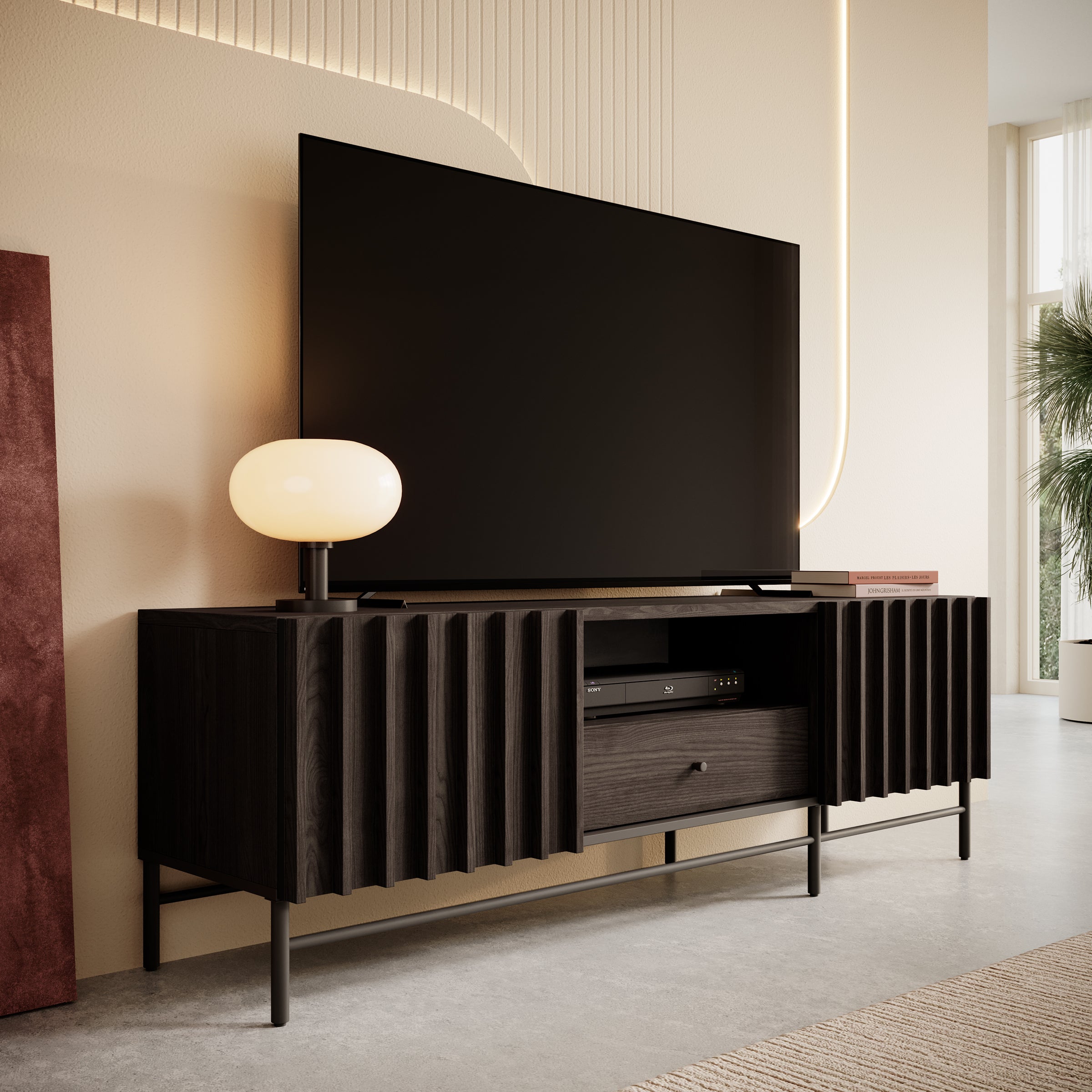 Paz - TV-Meubel met 2 deuren - Donker eiken - 165 cm