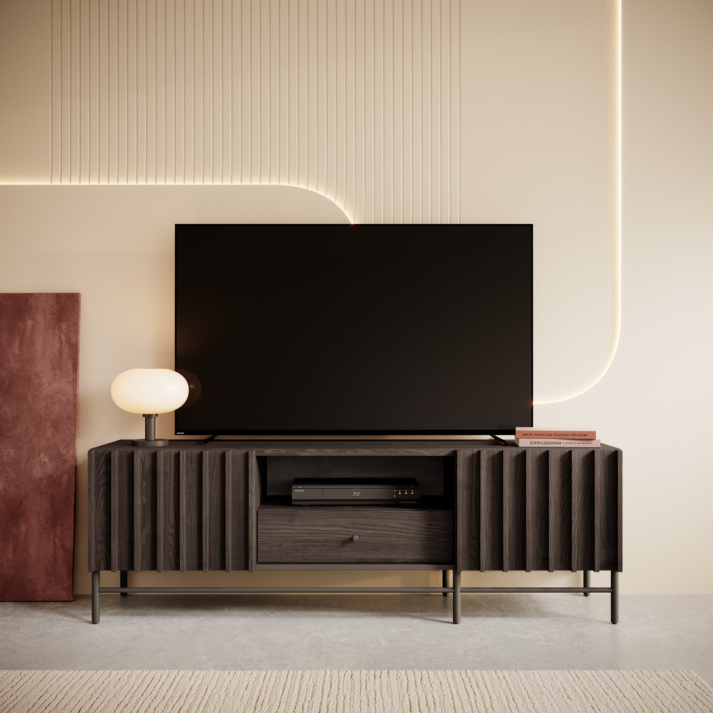Paz - TV-Meubel met 2 deuren - Donker eiken - 165 cm