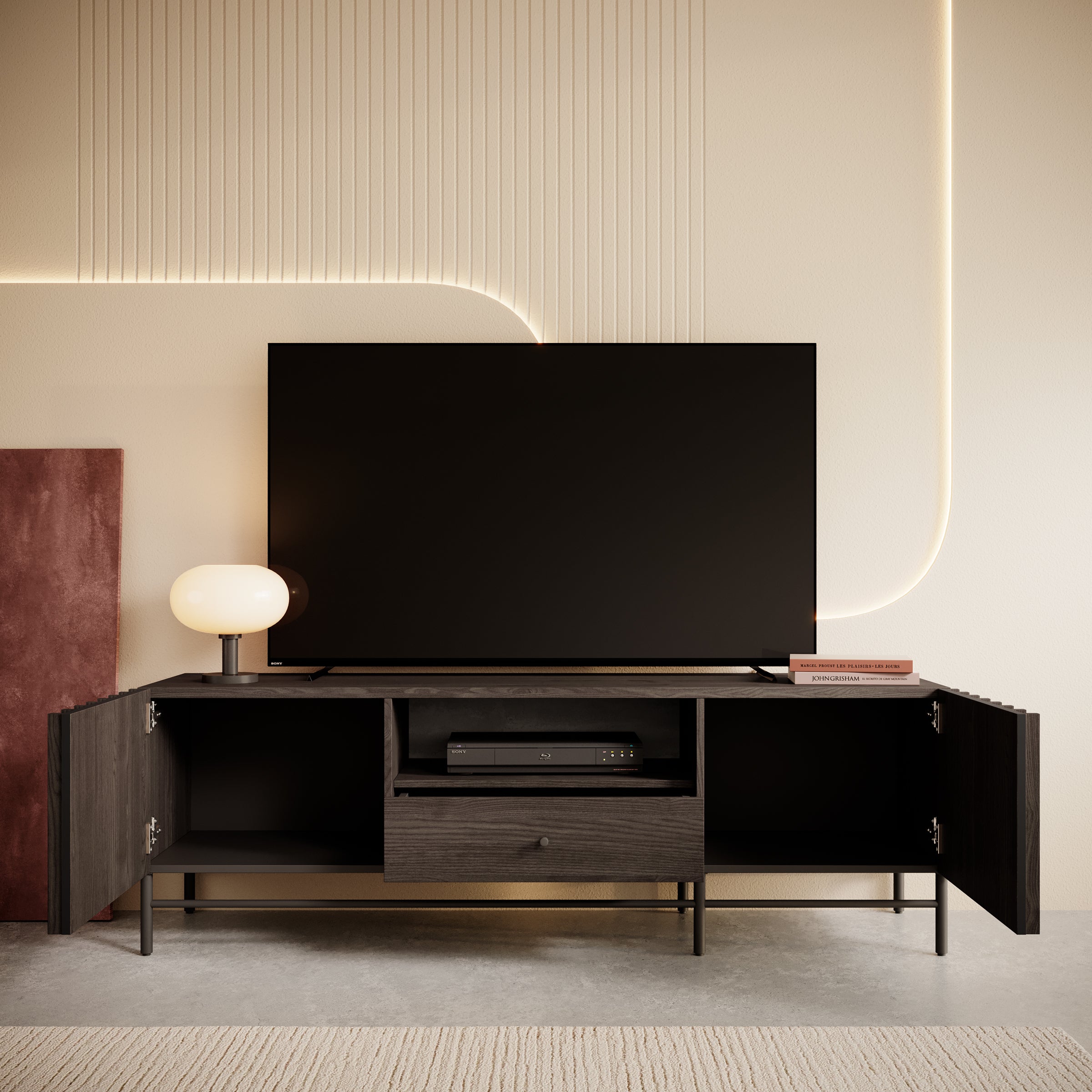 Paz - TV-Meubel met 2 deuren - Donker eiken - 165 cm