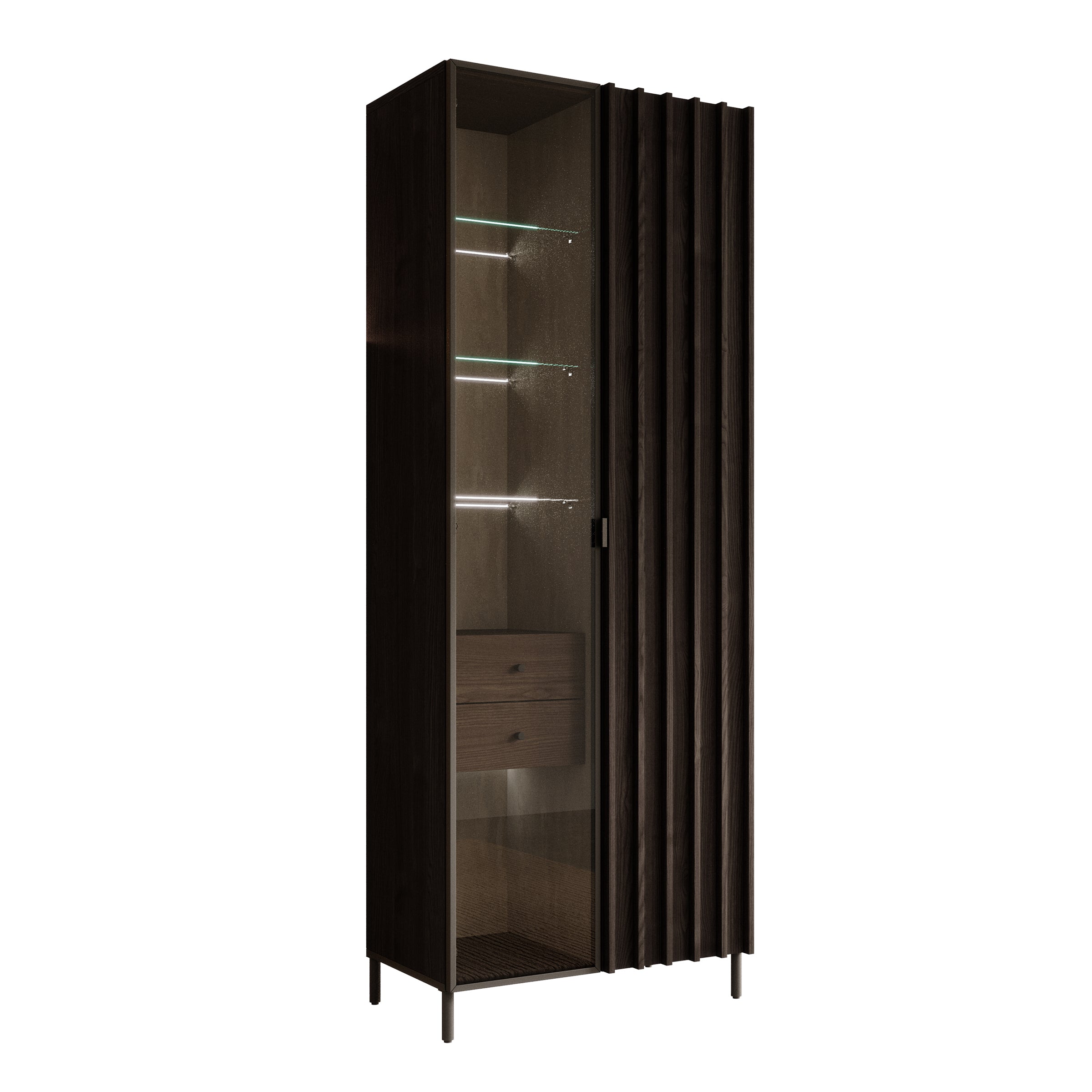 Paz - Vitrinekast - Donkerbruin - 73x44x196 cm