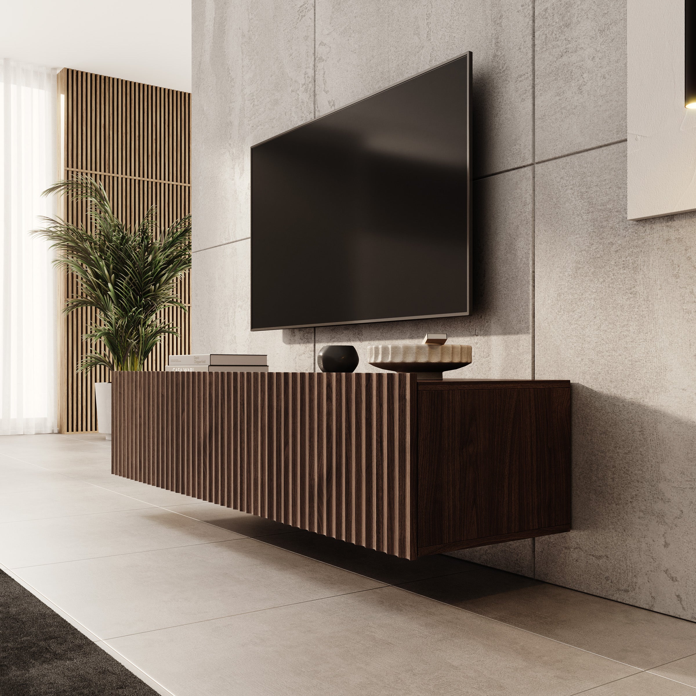 Pepinos - TV-Meubel - Walnootpatroon - 150x42x33 cm