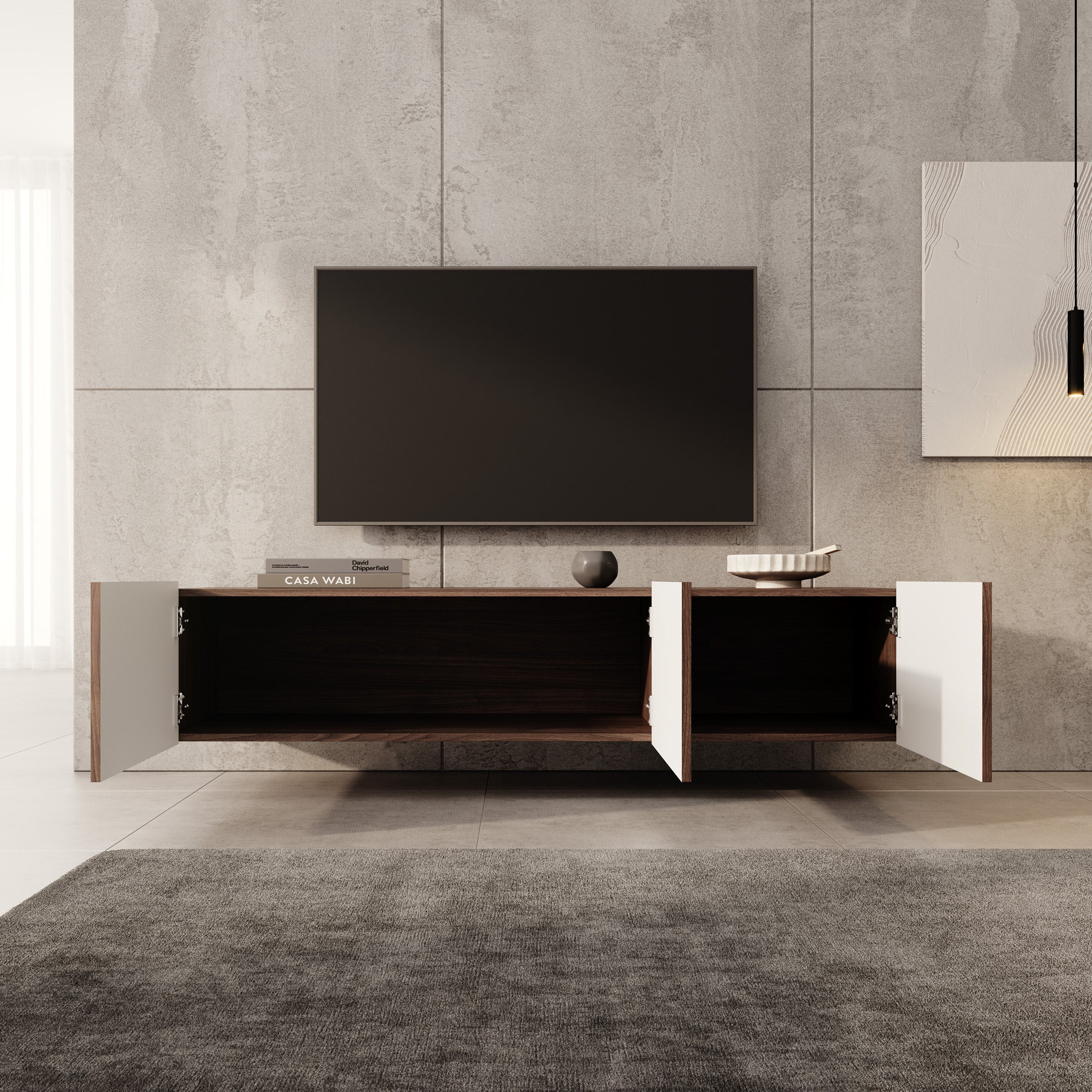 Pepinos - TV-Meubel - Walnootpatroon - 150x42x33 cm