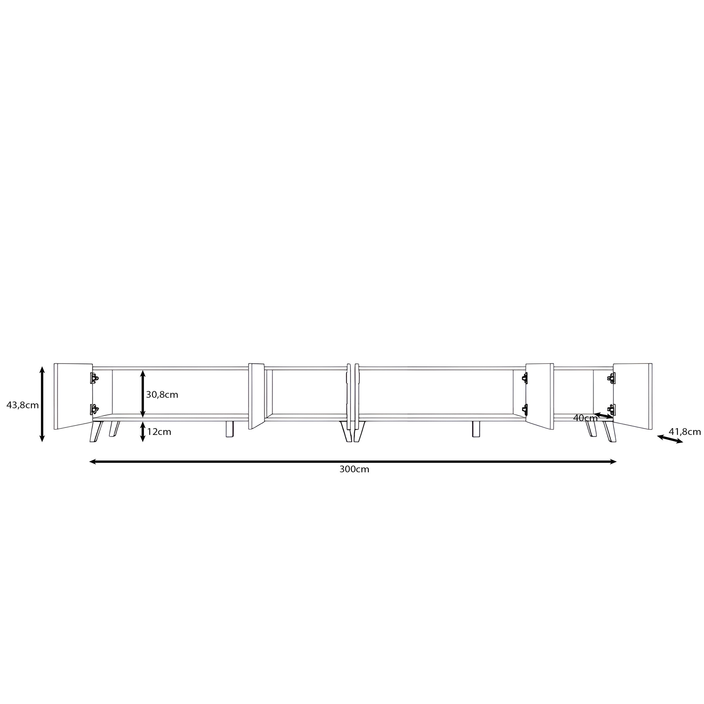 Pepinos 2 - TV-Meubel - Walnootpatroon - 300x42x44 cm