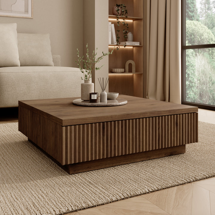 Piedra - Salontafel - Walnootpatroon - 81x80x26 cm