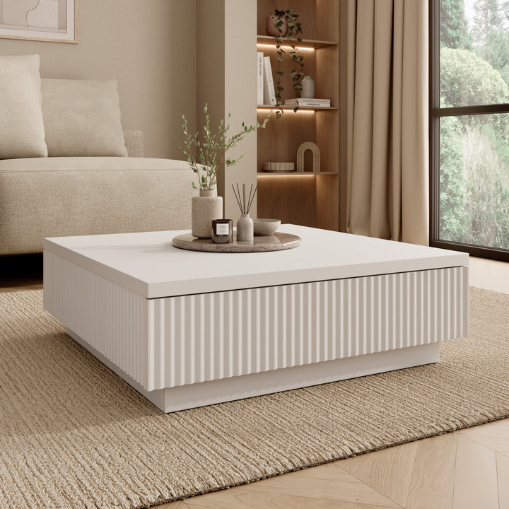 Piedra - Salontafel - Wit - 81x80x26 cm
