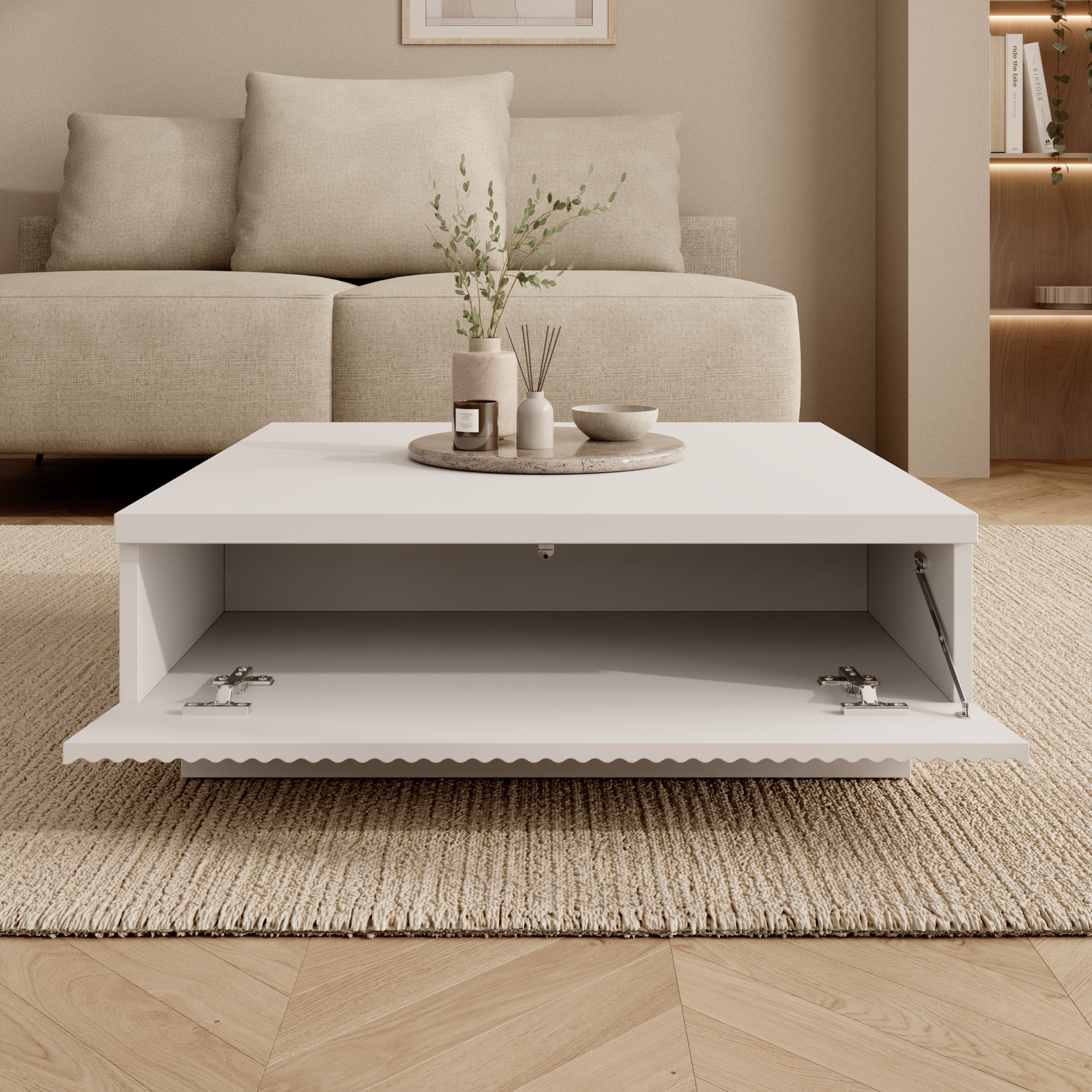 Piedra - Salontafel - Wit - 81x80x26 cm