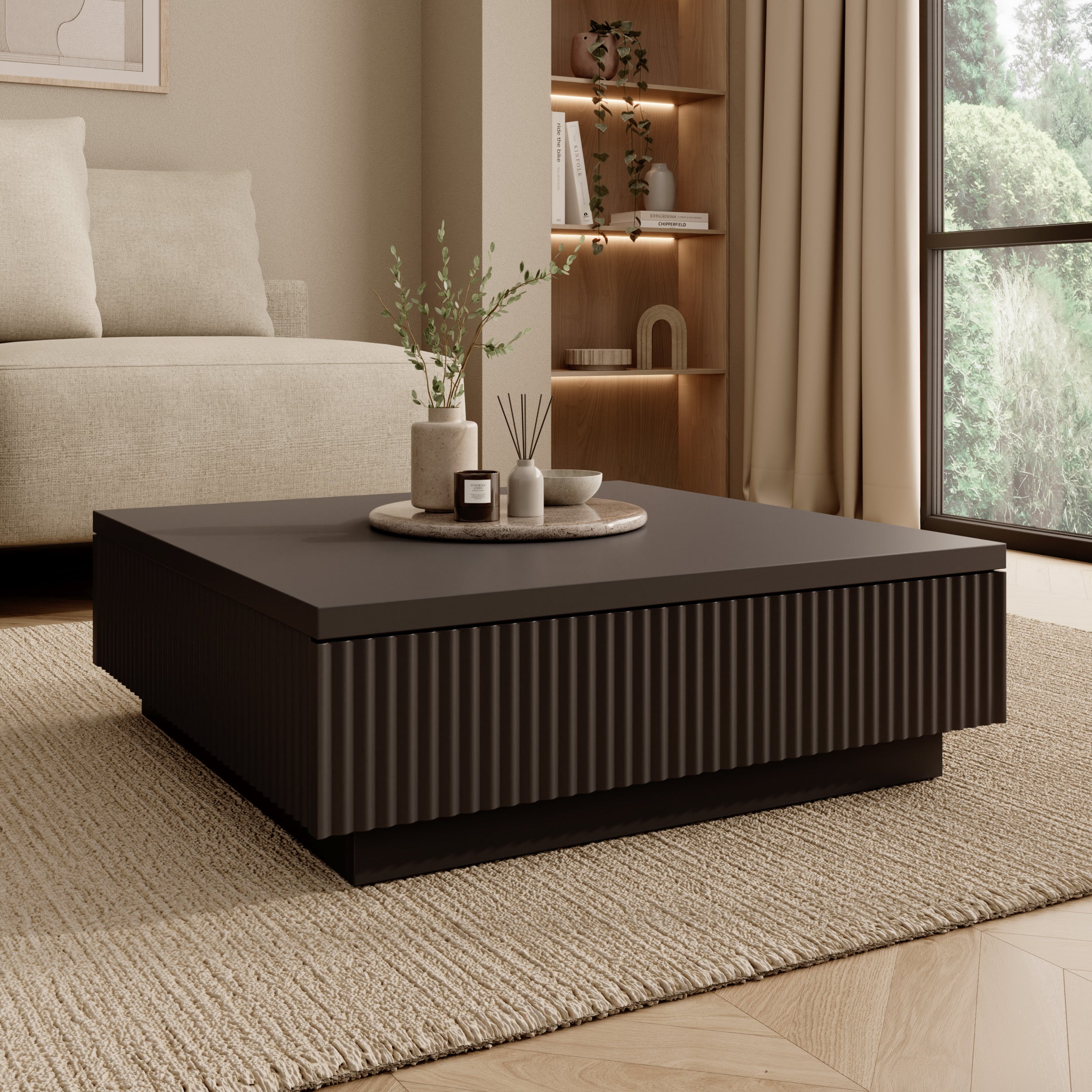 Piedra - Salontafel - Zwart - 81x80x26 cm