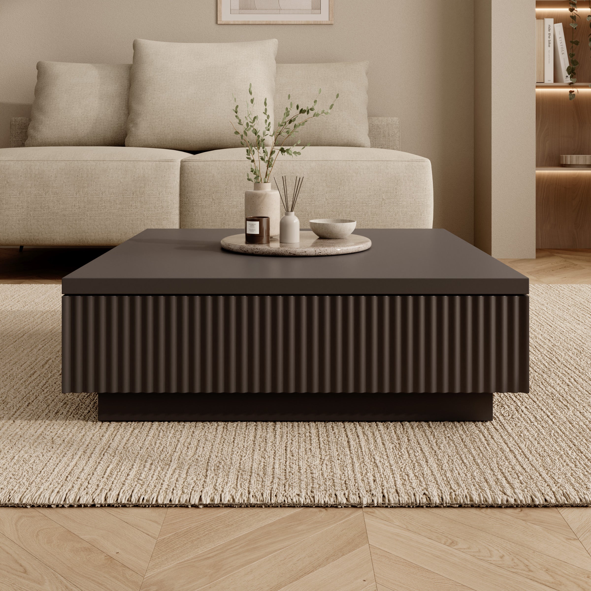 Piedra - Salontafel - Zwart - 81x80x26 cm