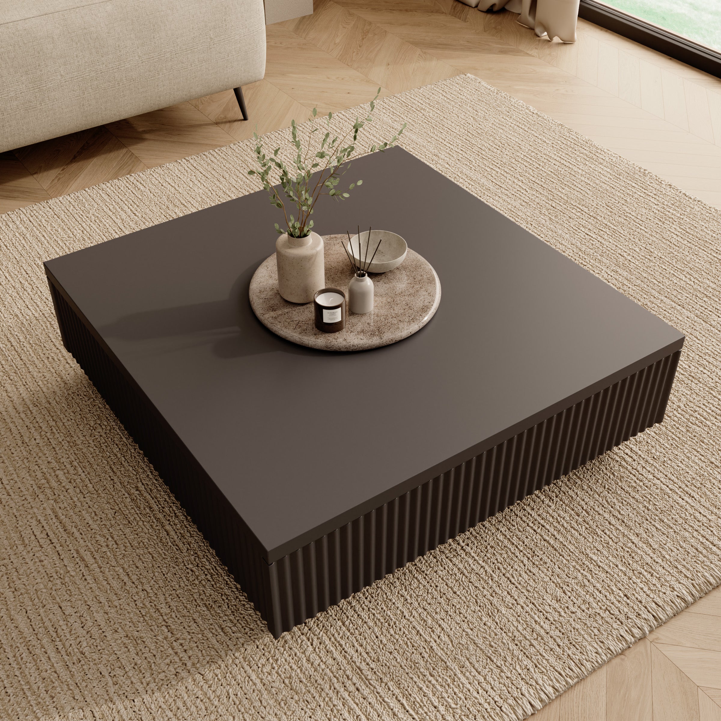 Piedra - Salontafel - Zwart - 81x80x26 cm