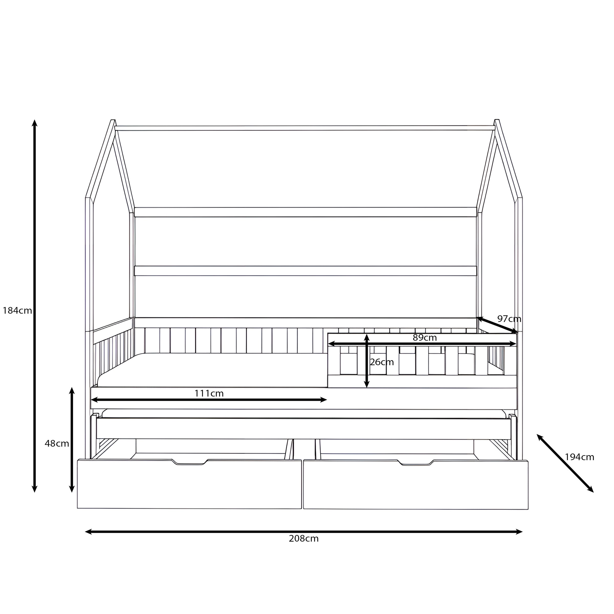 Piskado - Huisjesbed met lades - Beige - 90x200 cm