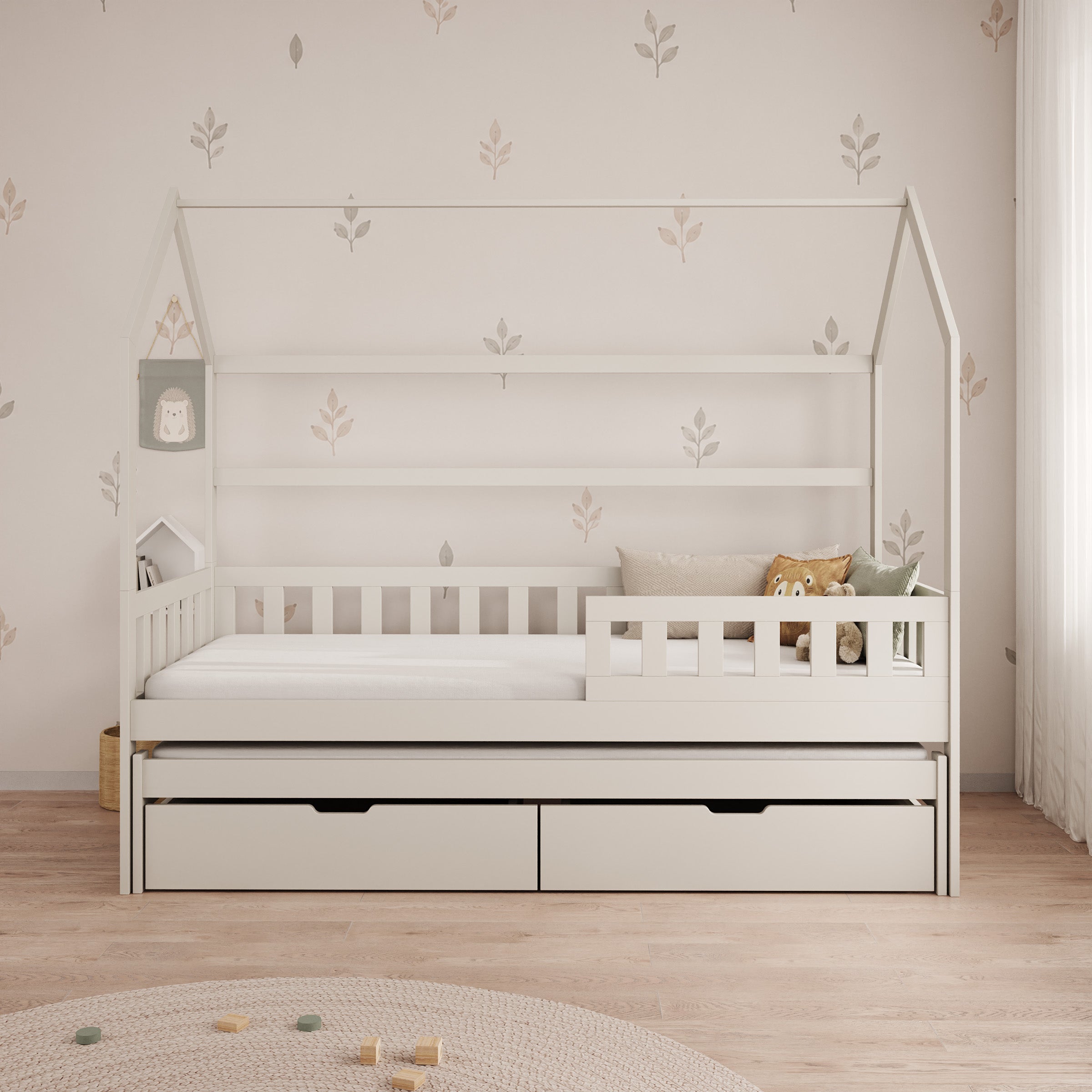 Piskado - Huisjesbed met lades - Beige - 90x200 cm
