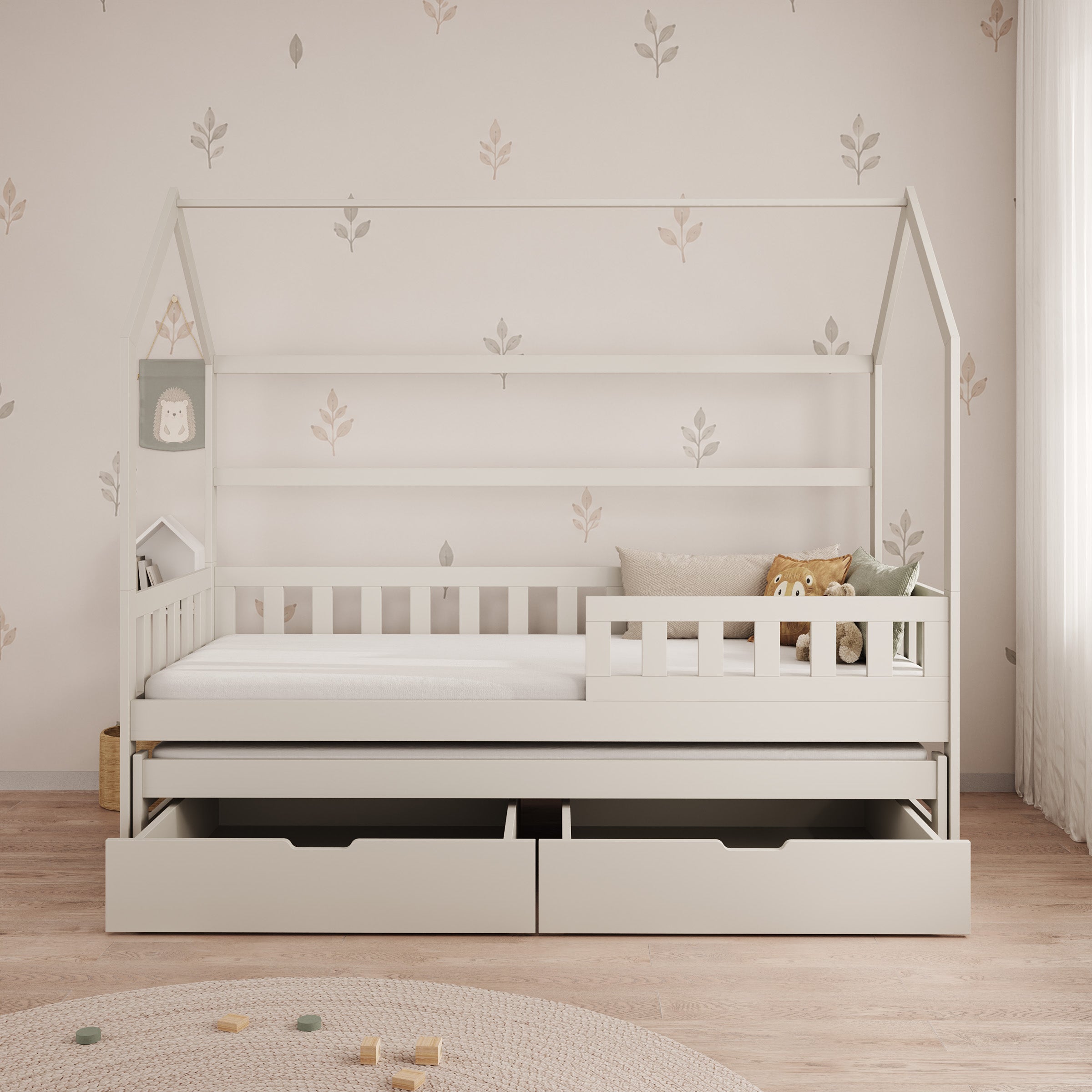 Piskado - Huisjesbed met lades - Beige - 90x200 cm