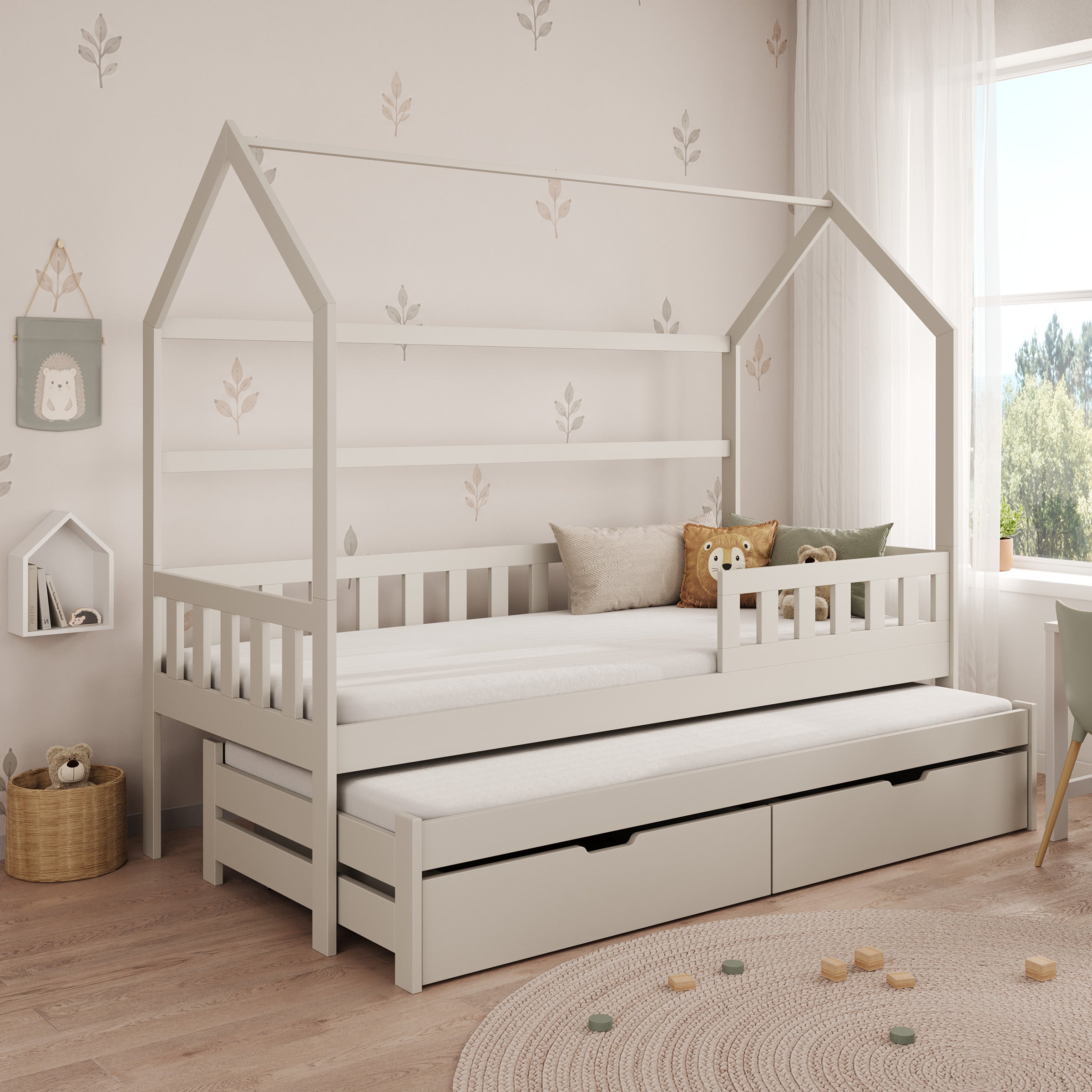 Piskado - Huisjesbed met lades - Beige - 90x200 cm
