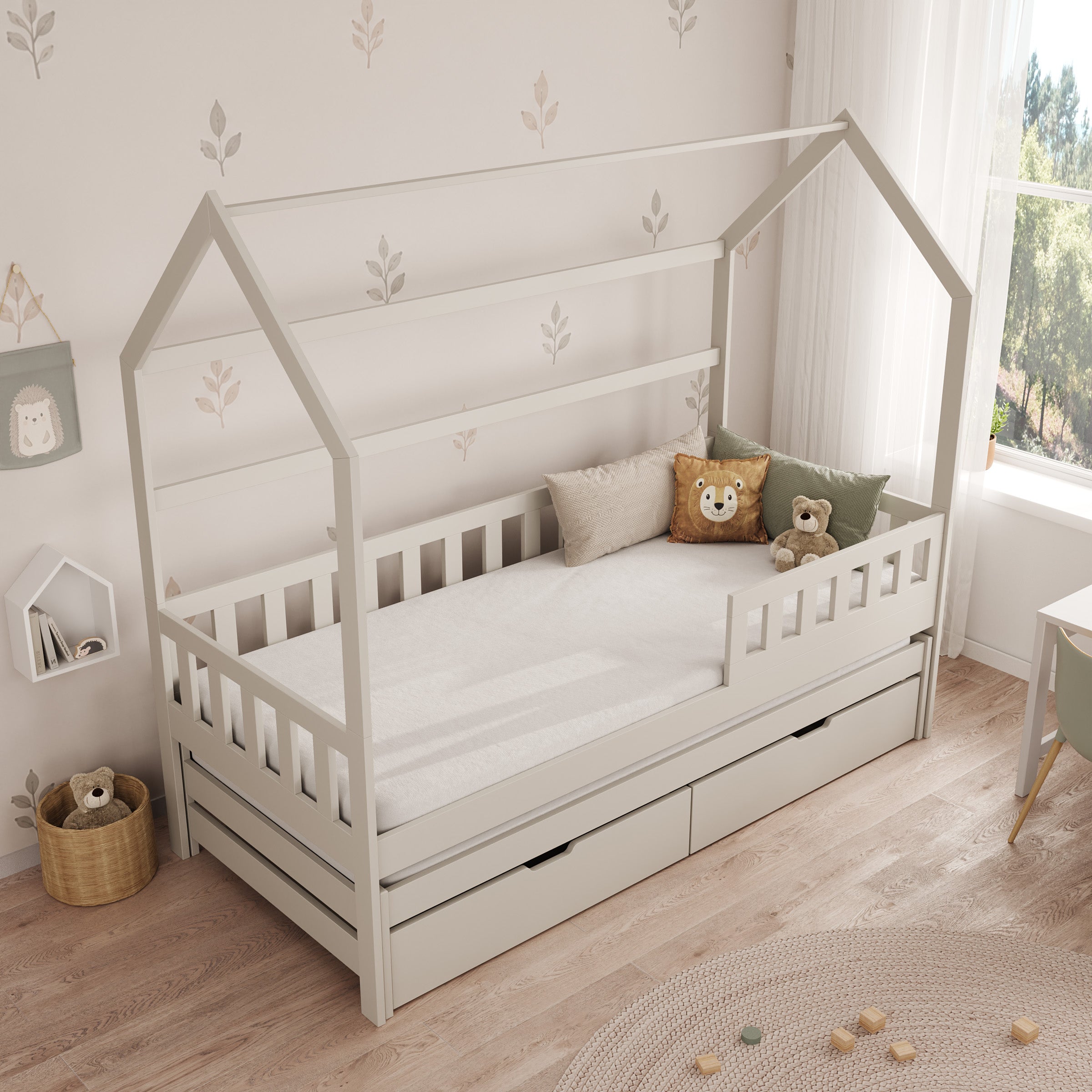 Piskado - Huisjesbed met lades - Beige - 90x200 cm