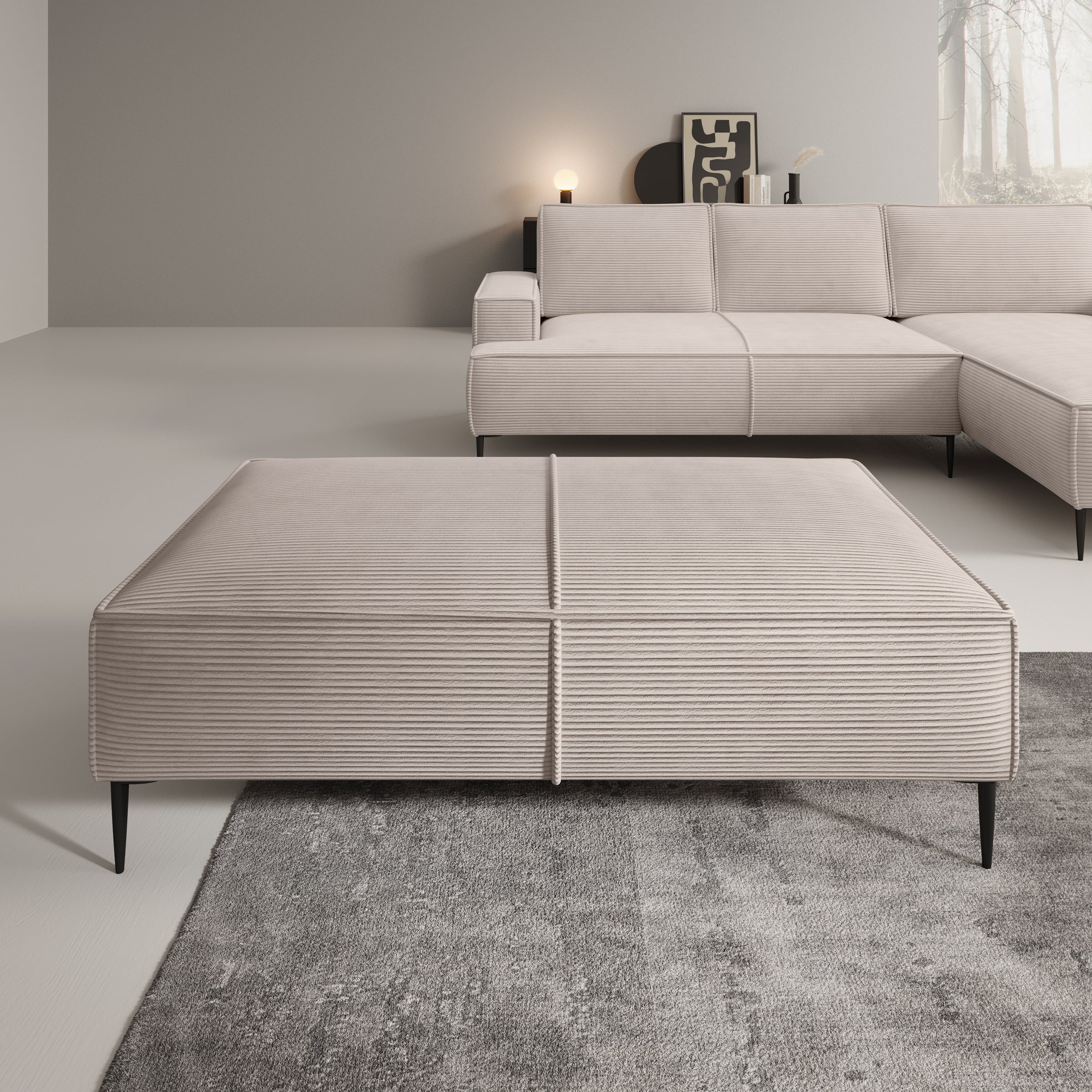 Odin - Poef - Ribstof beige