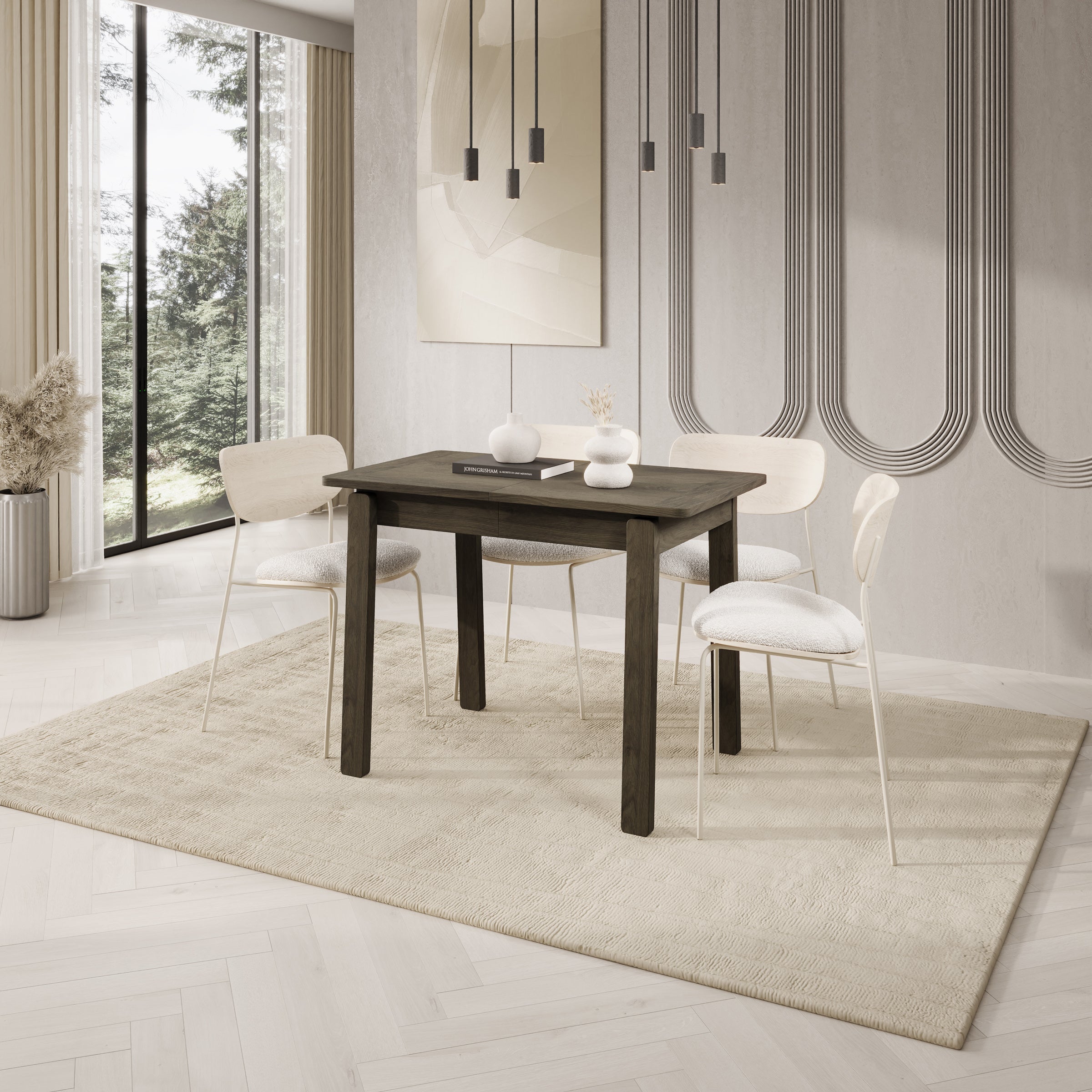 Portino - Eetkamertafel - Donker eiken - 104-224x60x77 cm